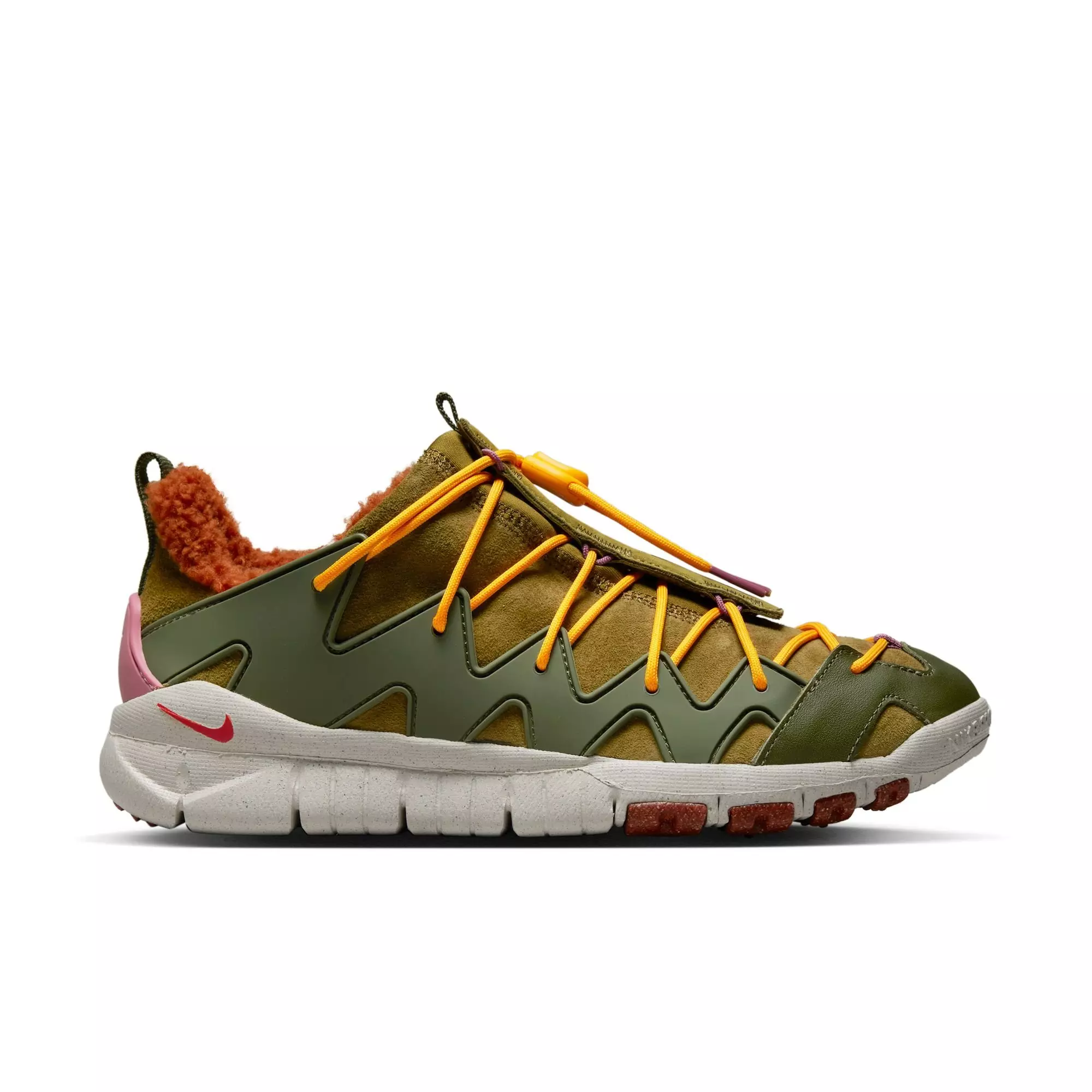 Nike Free Crater Trail Boot N7 "Olive Flak/Habanero Red/Cargo Khaki" Unisex Shoe - GREEN/PURPLE