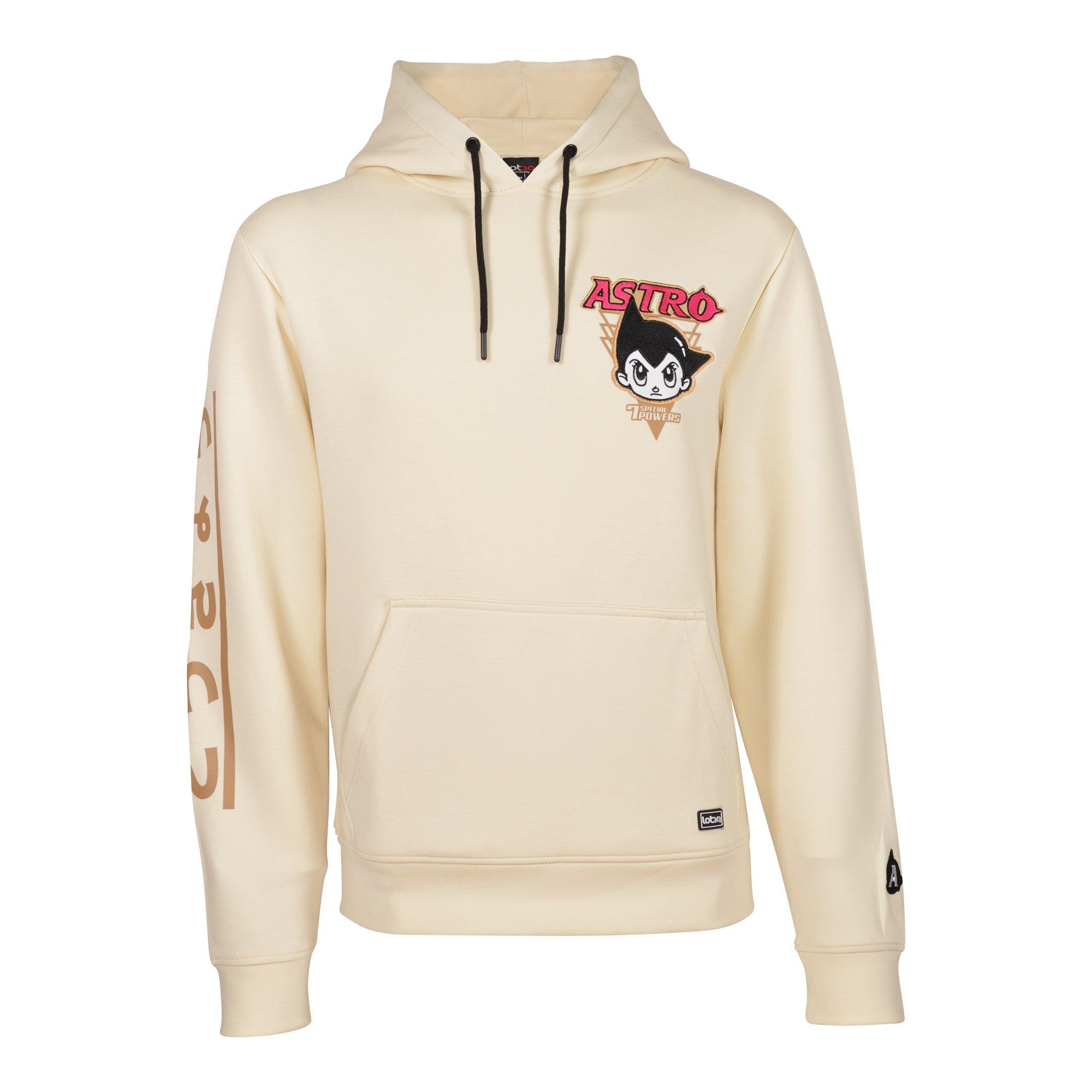 Lot29 x Astro Boy Men's Chenille Power Applique Pullover Hoodie, Cream, Size: Large, Polyester/Cotton