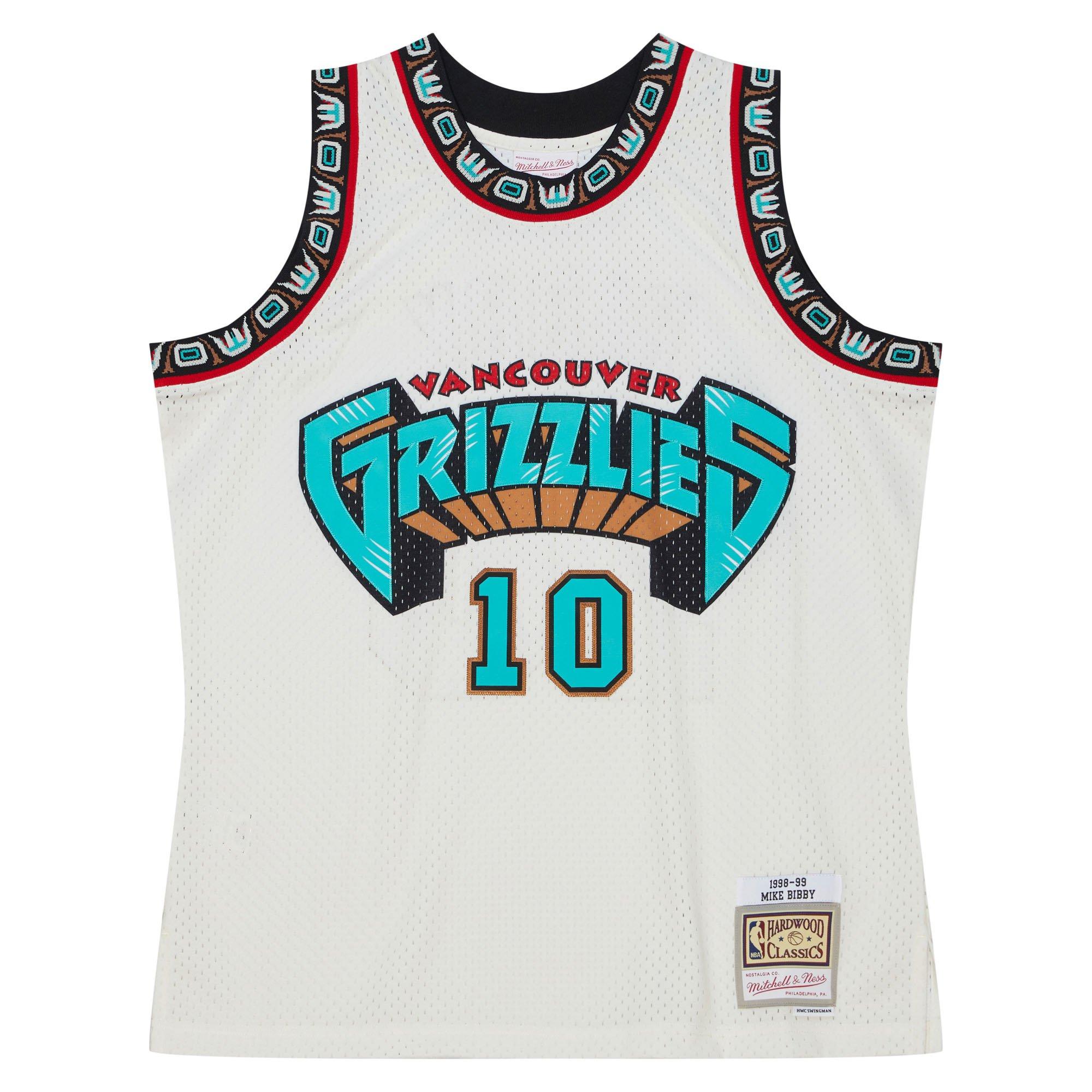 NWT Mike Bibby 10 Vancouver Grizzlies White Vintage Retro Jersey