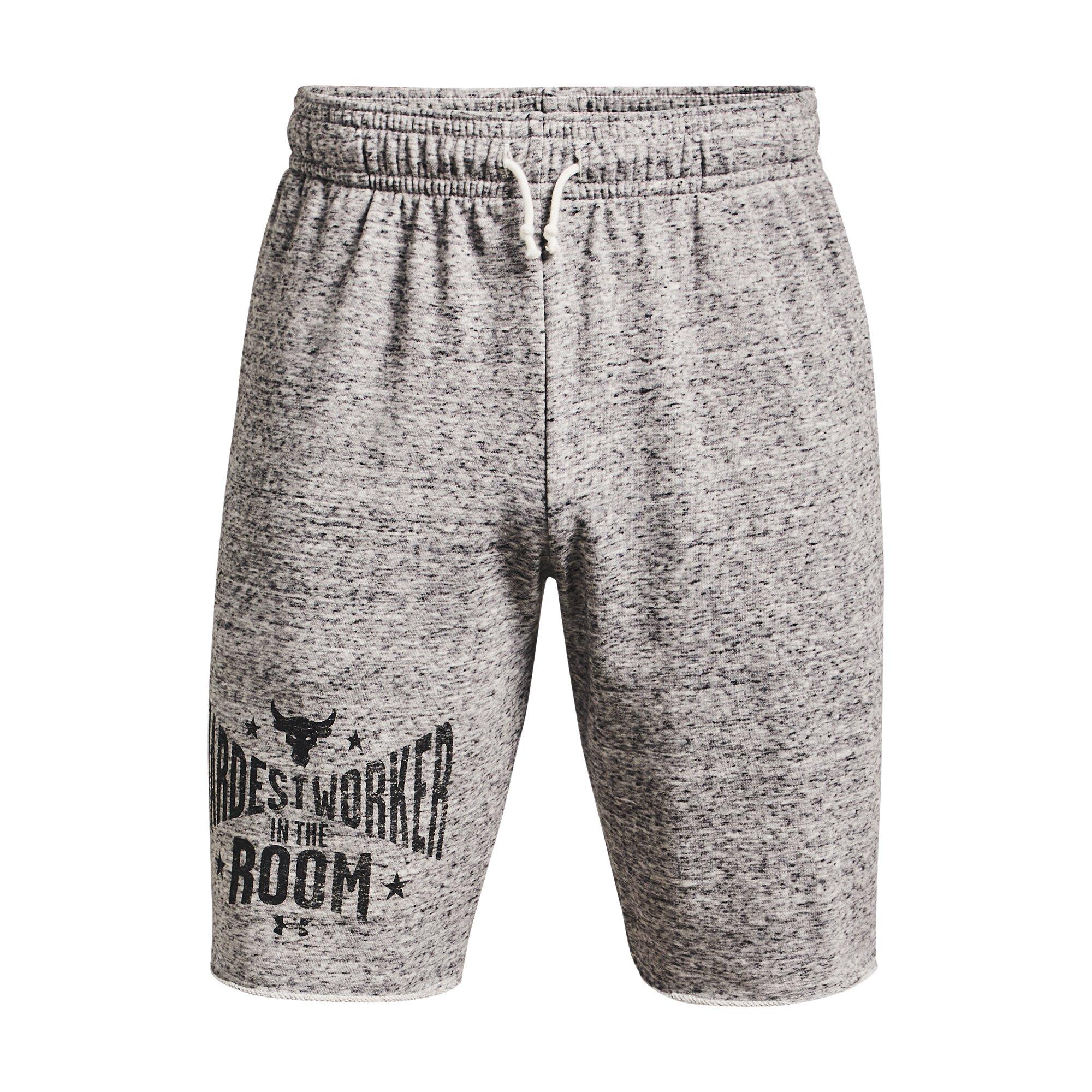 Under Armour Men's Project Rock Terry Shorts - GREY Thumbnail View 5