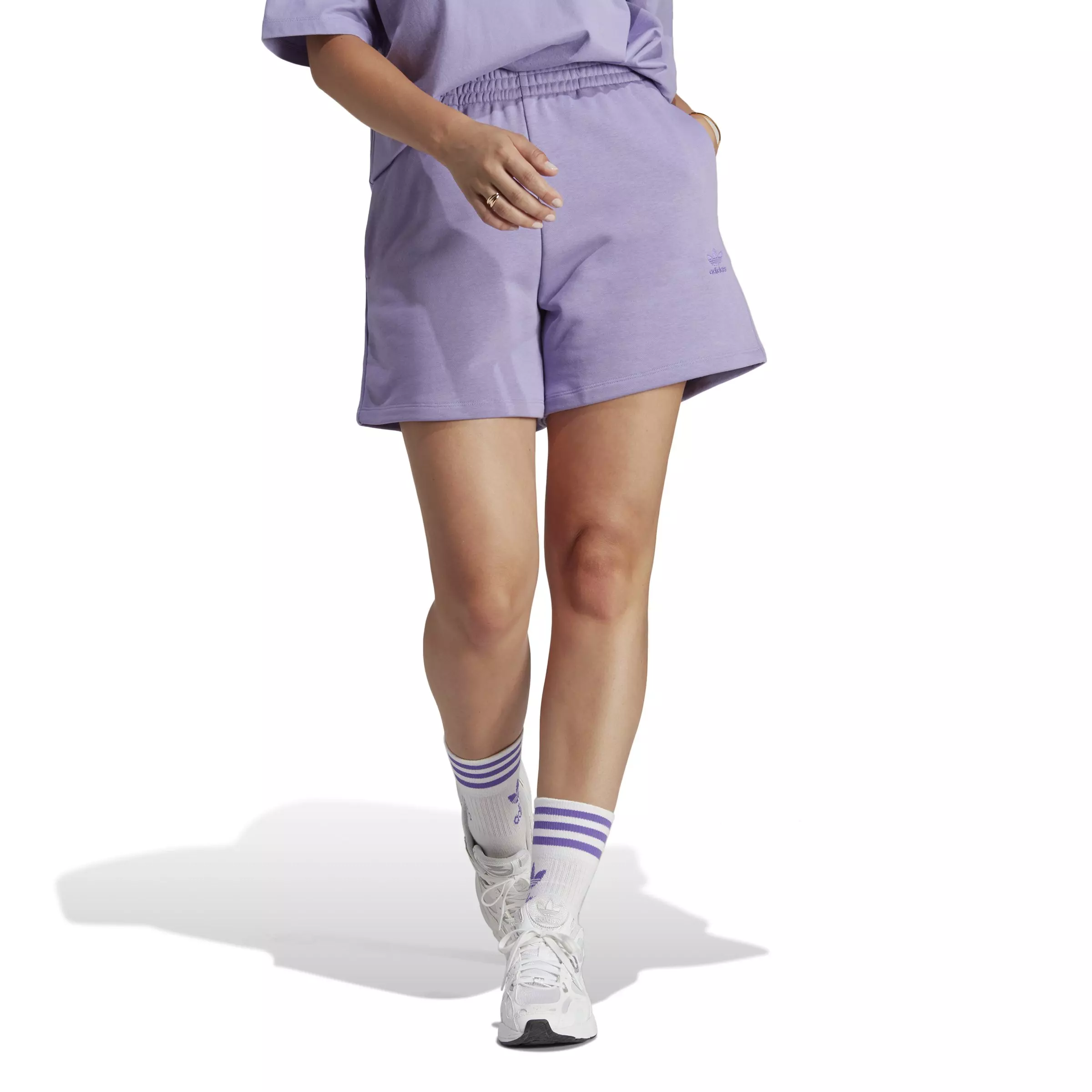 adidas Women's Essentials French Terry Shorts-Purple - PURPLE