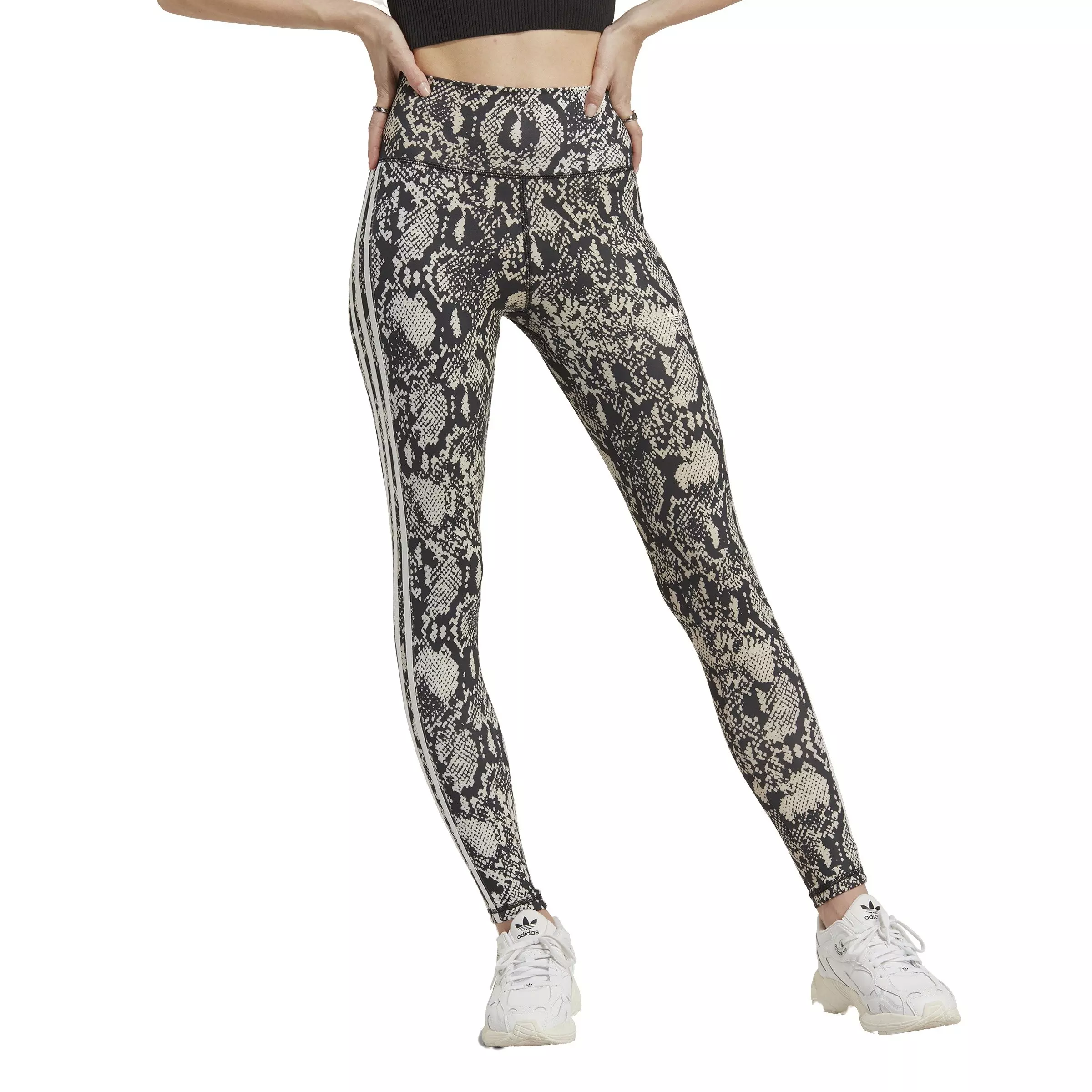 adidas Women's Snakeskin All Over Print Leggings-Black/Brown - BLACK/BROWN