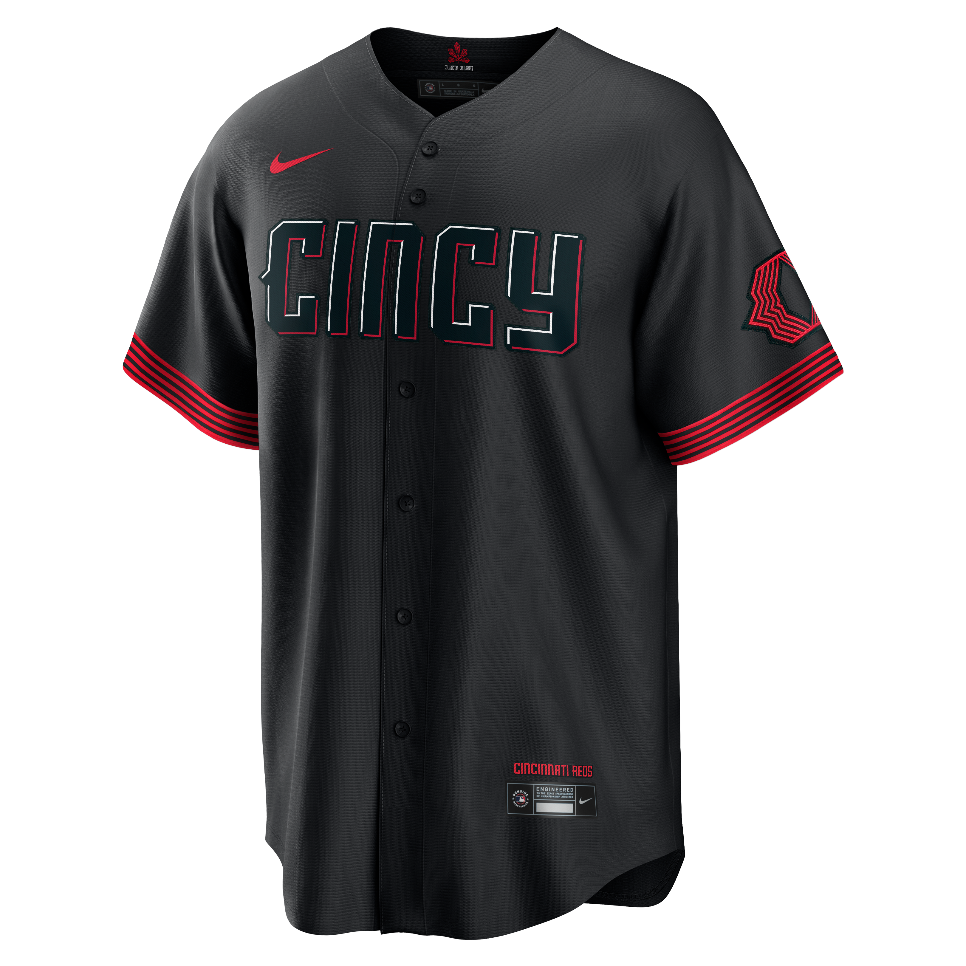 Nike Men's Cincinnati Reds '23 City Connect Game Jersey - BLACK Thumbnail View 1