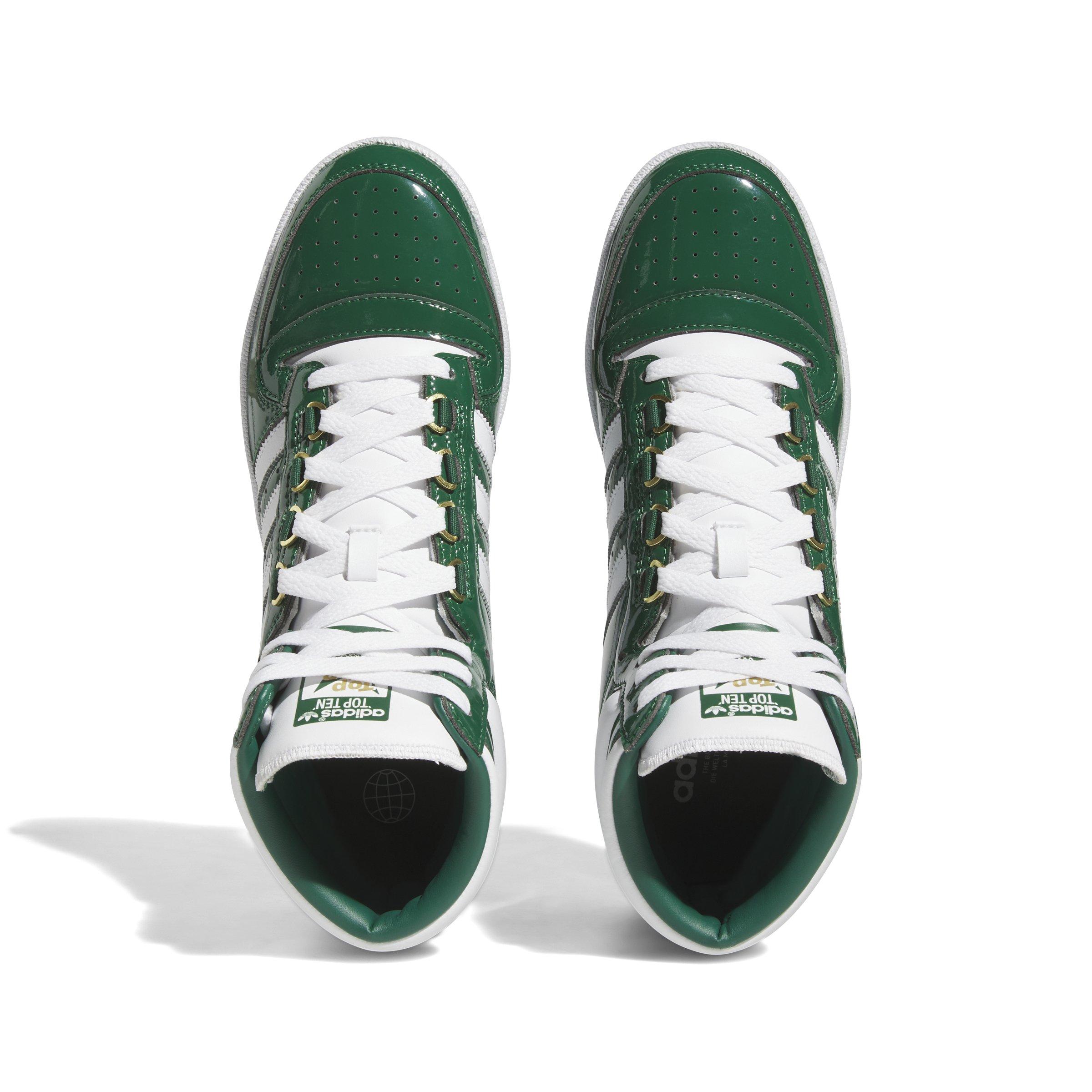 adidas White & Green Top Ten Hi Shoes