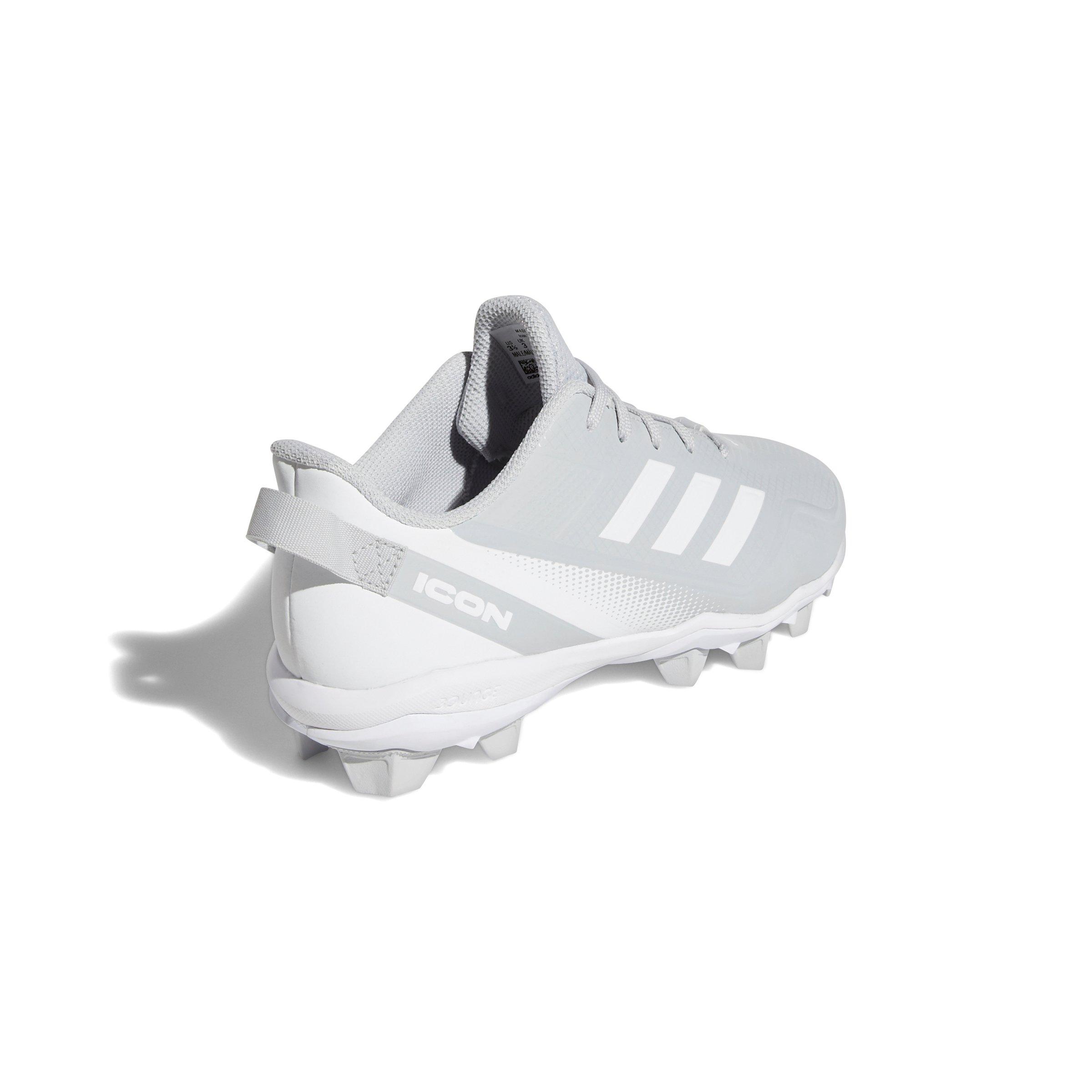 adidas Icon 7 MD "Grey/White" Grade School Boys' Baseball Cleat - GREY/WHITE Thumbnail View 4