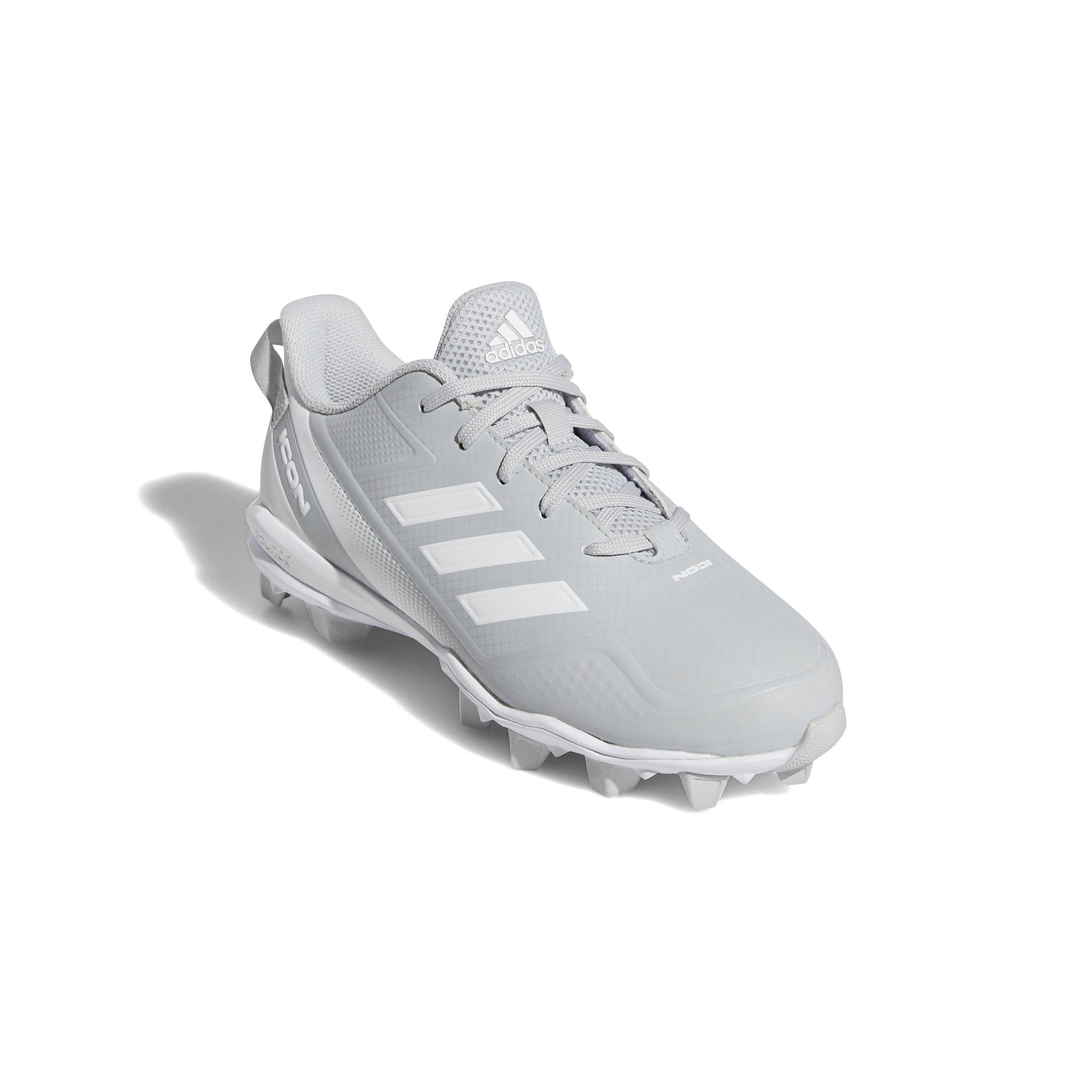 adidas Icon 7 Mid "Ftwr White/Light Grey" Preschool Boys' Baseball Cleat - GREY/WHITE Thumbnail View 4