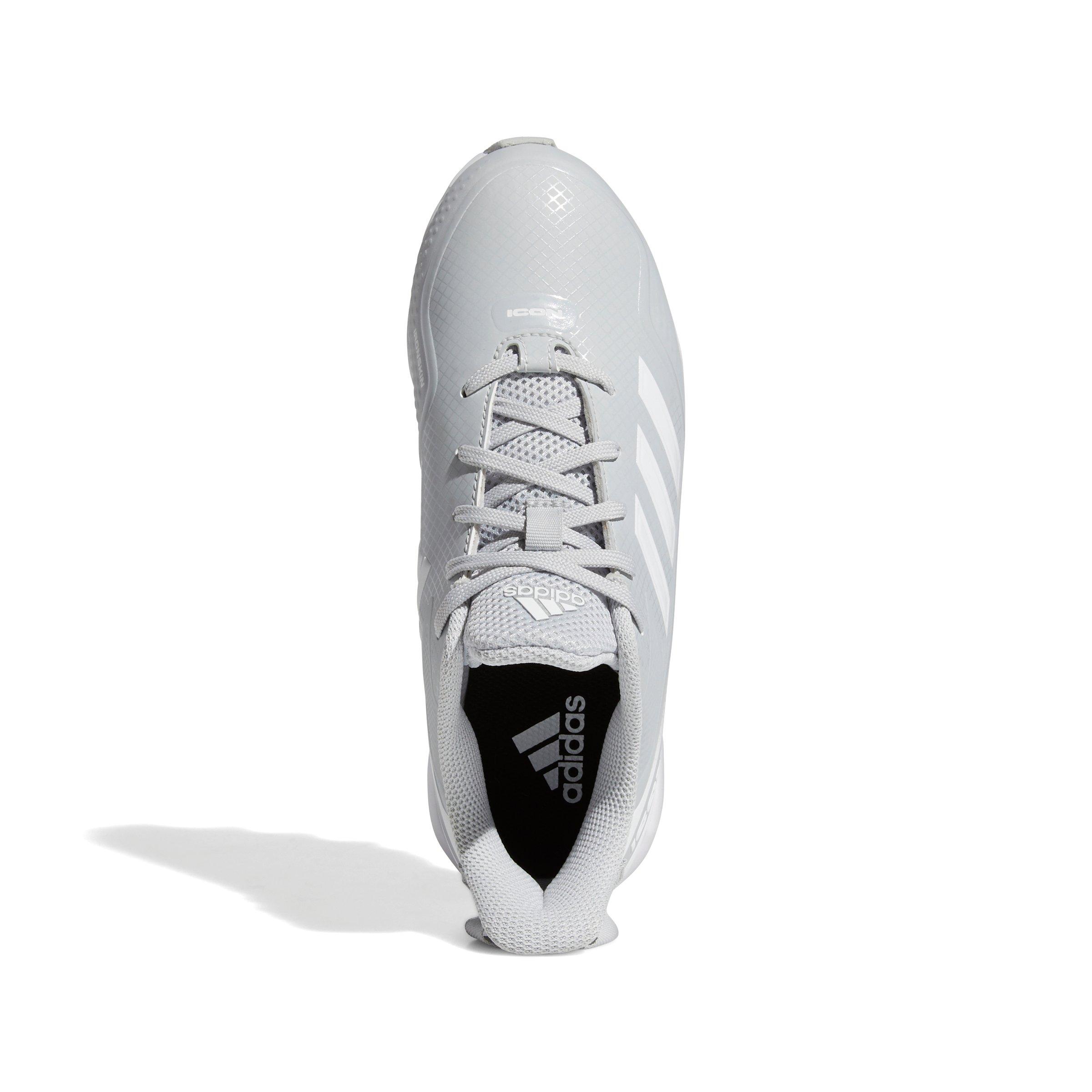 adidas Icon 7 Mid "Ftwr White/Light Grey" Preschool Boys' Baseball Cleat - GREY/WHITE Thumbnail View 6