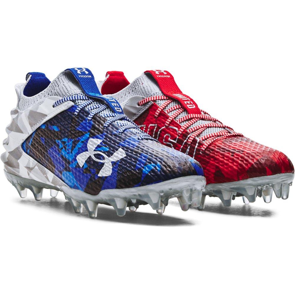 Under Armour Blur Smoke 2.0 "USA" Men's Football Cleat - WHITE/RED/BLUE Thumbnail View 3