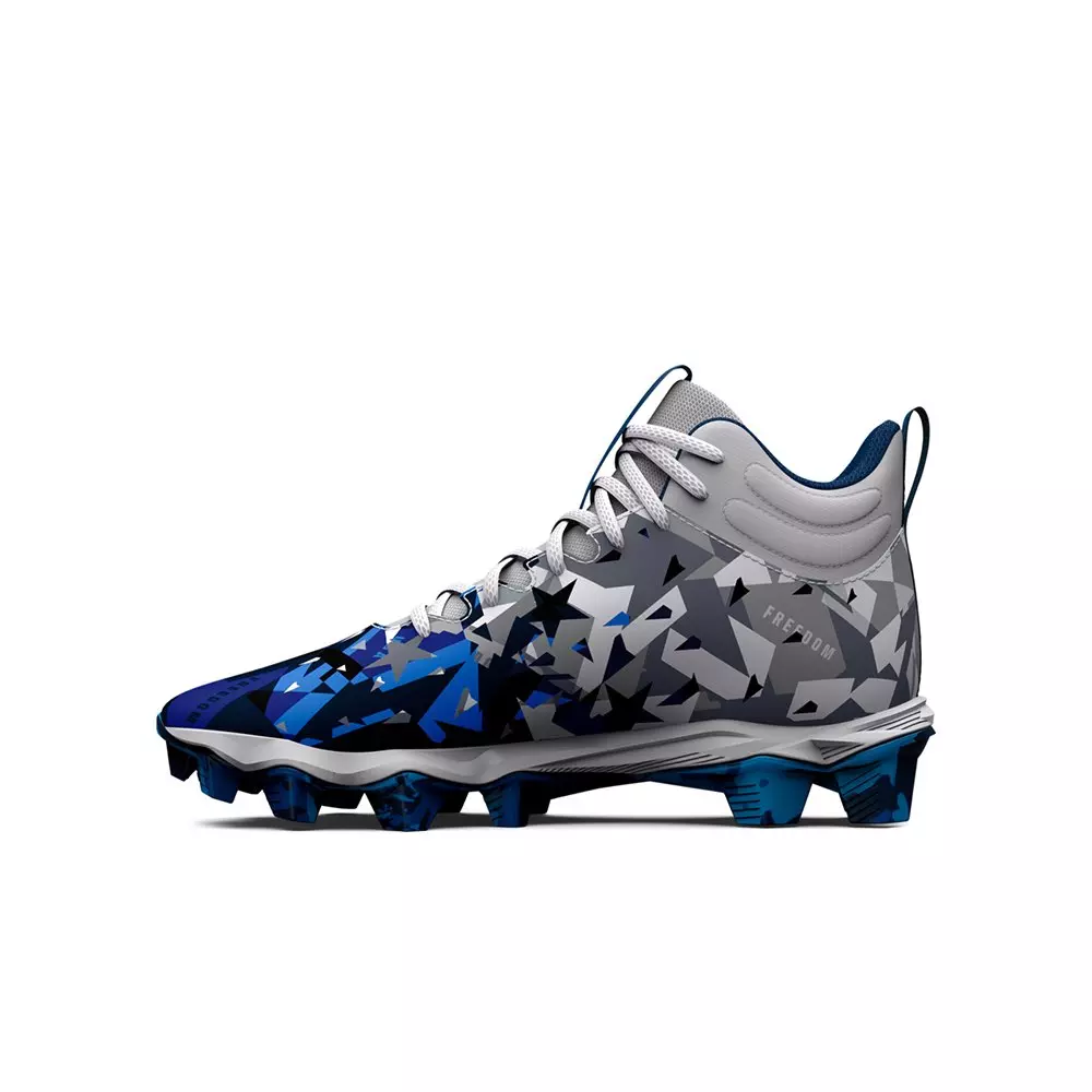 Under Armour Spotlight Franchise RM "USA" Grade School Boys' Football Cleat - WHITE/RED/BLUE