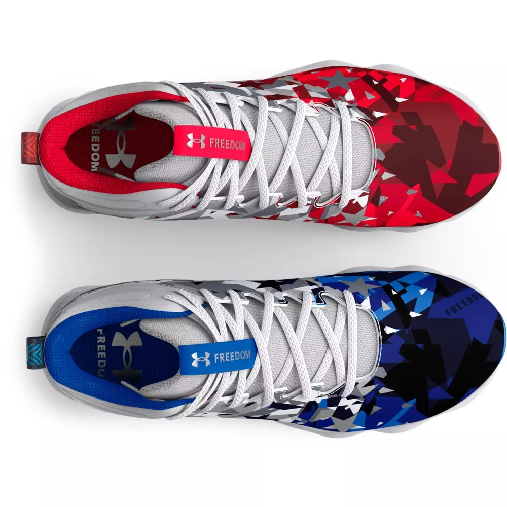 Under Armour Spotlight Franchise RM "USA" Grade School Boys' Football Cleat - WHITE/RED/BLUE