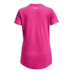 Under Armour Big Girls' Tech Twist Wordmark Tee-Pink