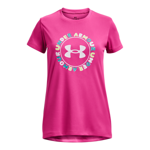 Under Armour Big Girls' Tech Twist Wordmark Tee-Pink