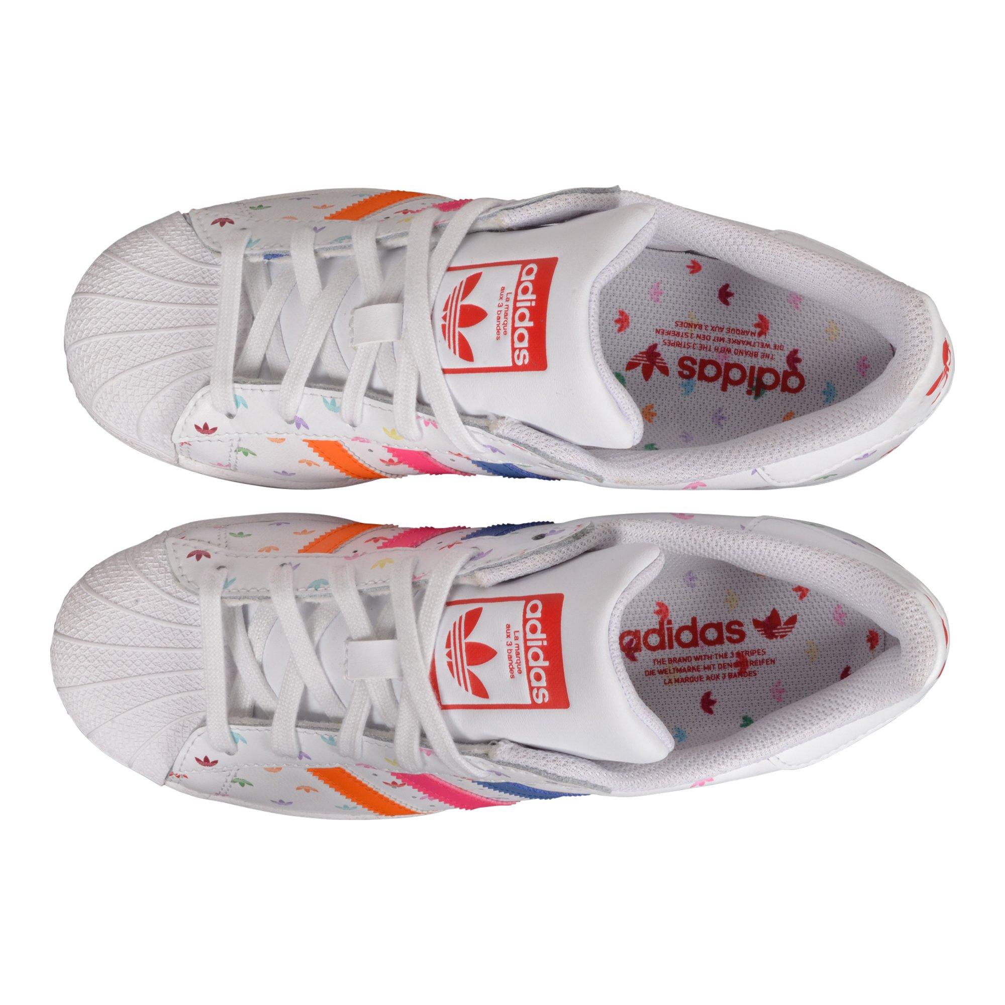 adidas Superstar White Multi Print Preschool Girls Shoe