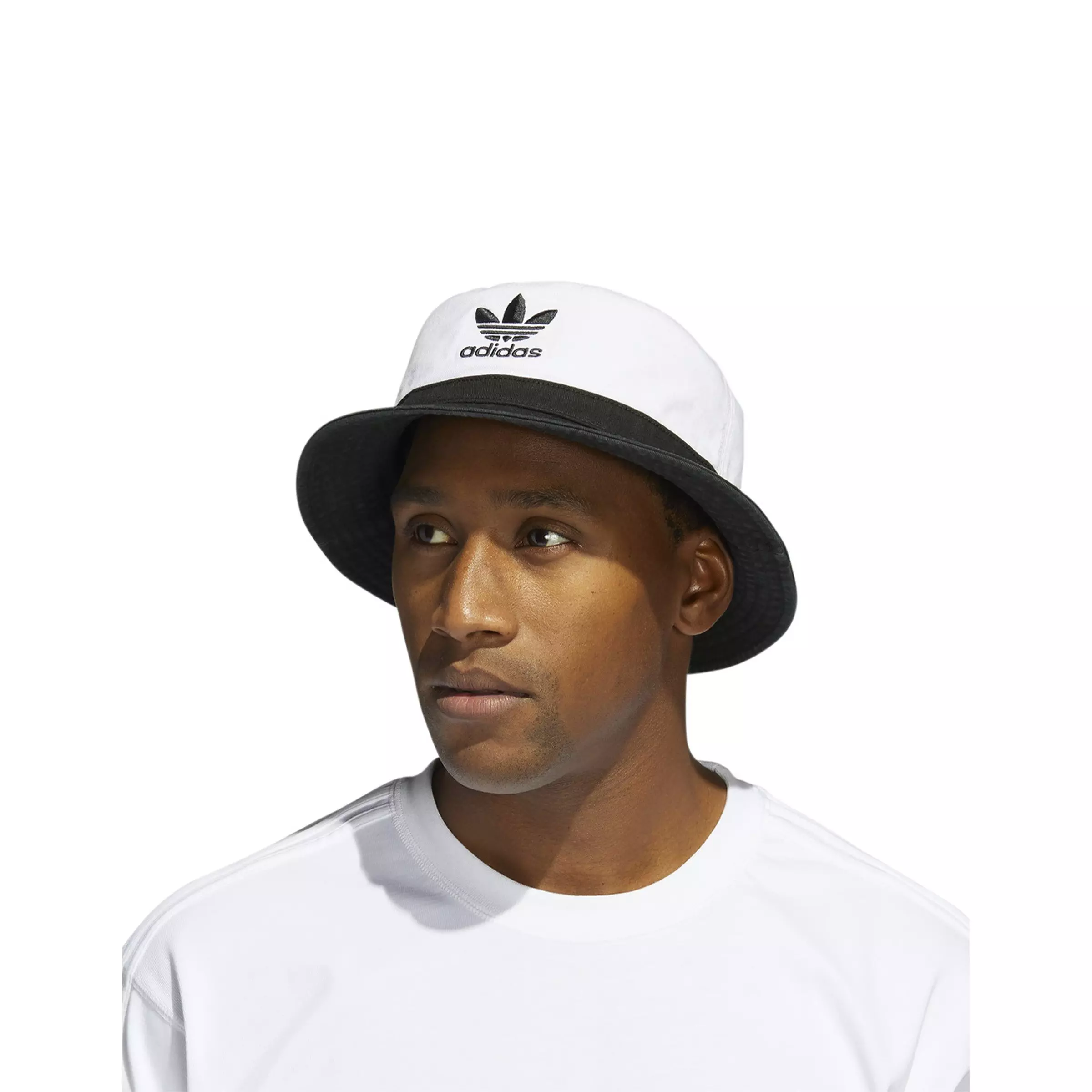 adidas Originals Men's Washed Bucket Hat - White/Black - WHITE/BLACK/BLUE