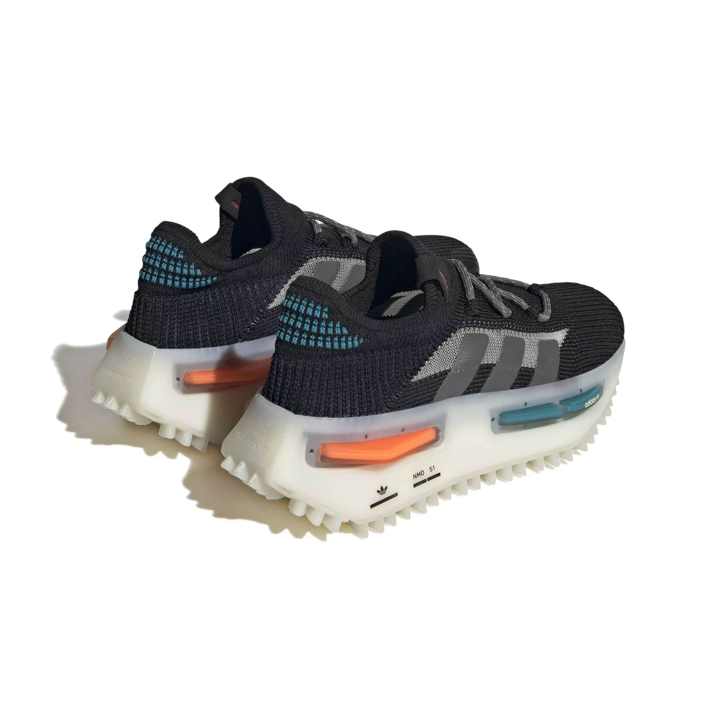 adidas Originals NMD_S1 "Black Teal Orange" Grade School Kids' Shoe - Black/Grey/White