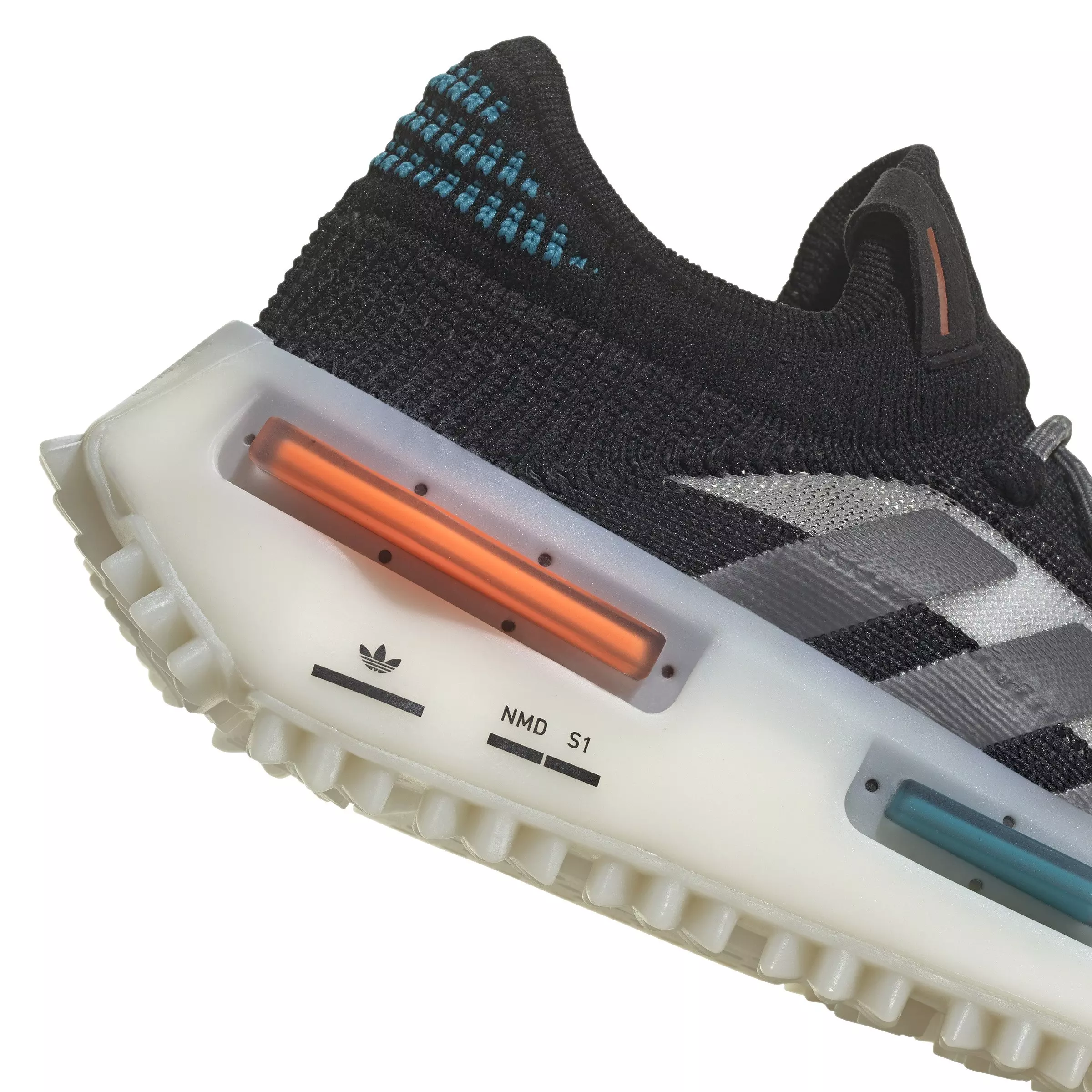 adidas Originals NMD_S1 "Black Teal Orange" Grade School Kids' Shoe - Black/Grey/White