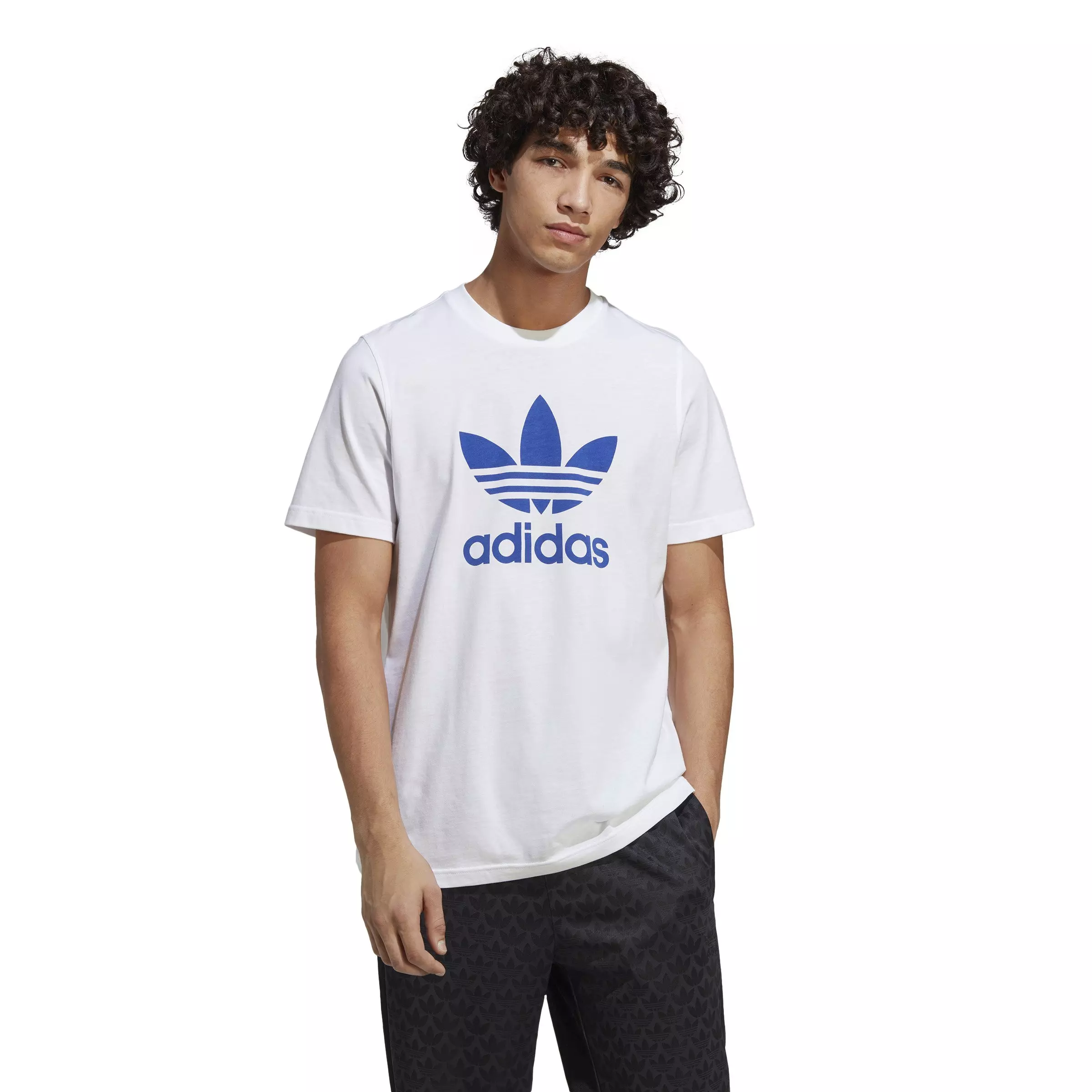 adidas Men's Trefoil Tee-White/Blue - WHITE/BLUE