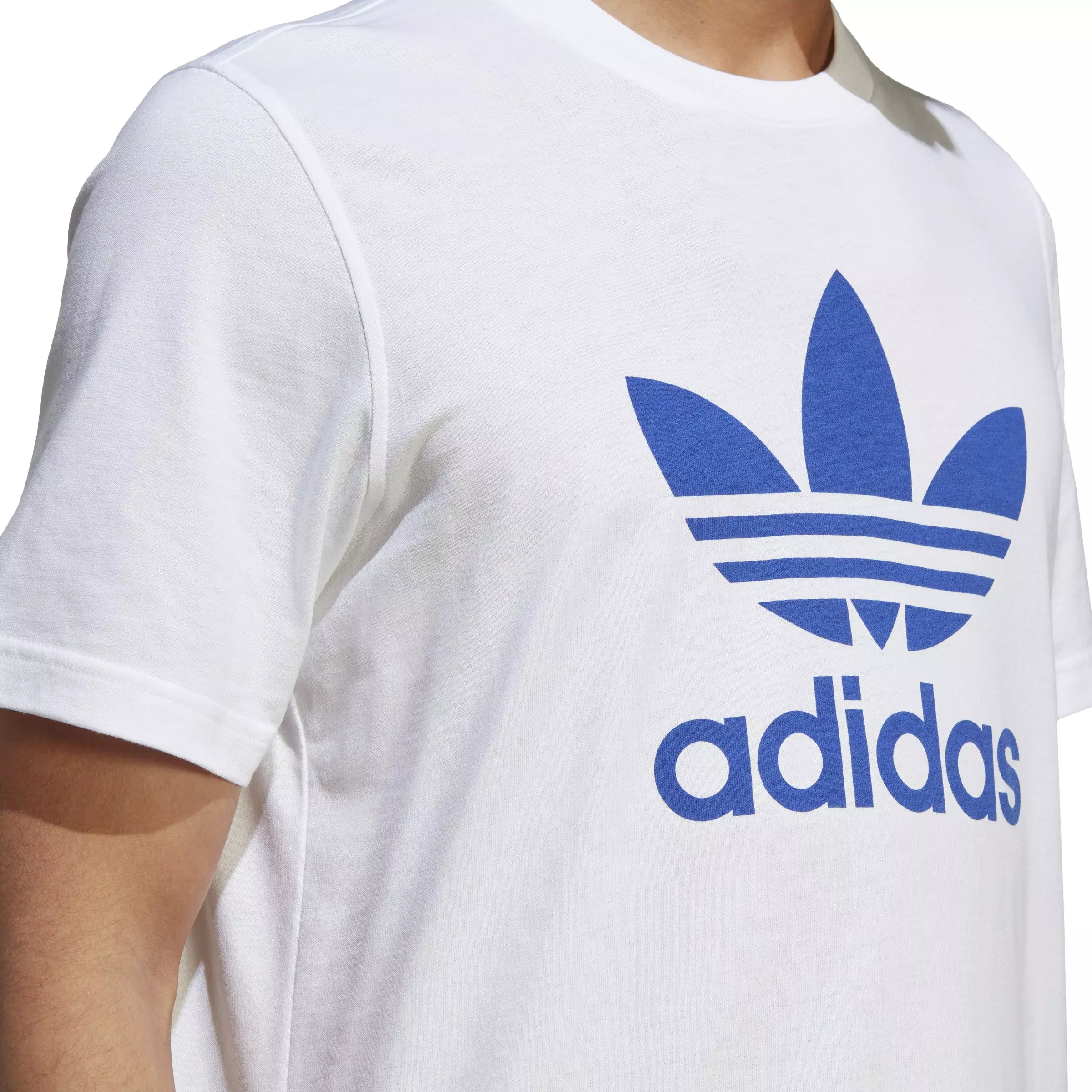 adidas Men's Trefoil Tee-White/Blue - WHITE/BLUE
