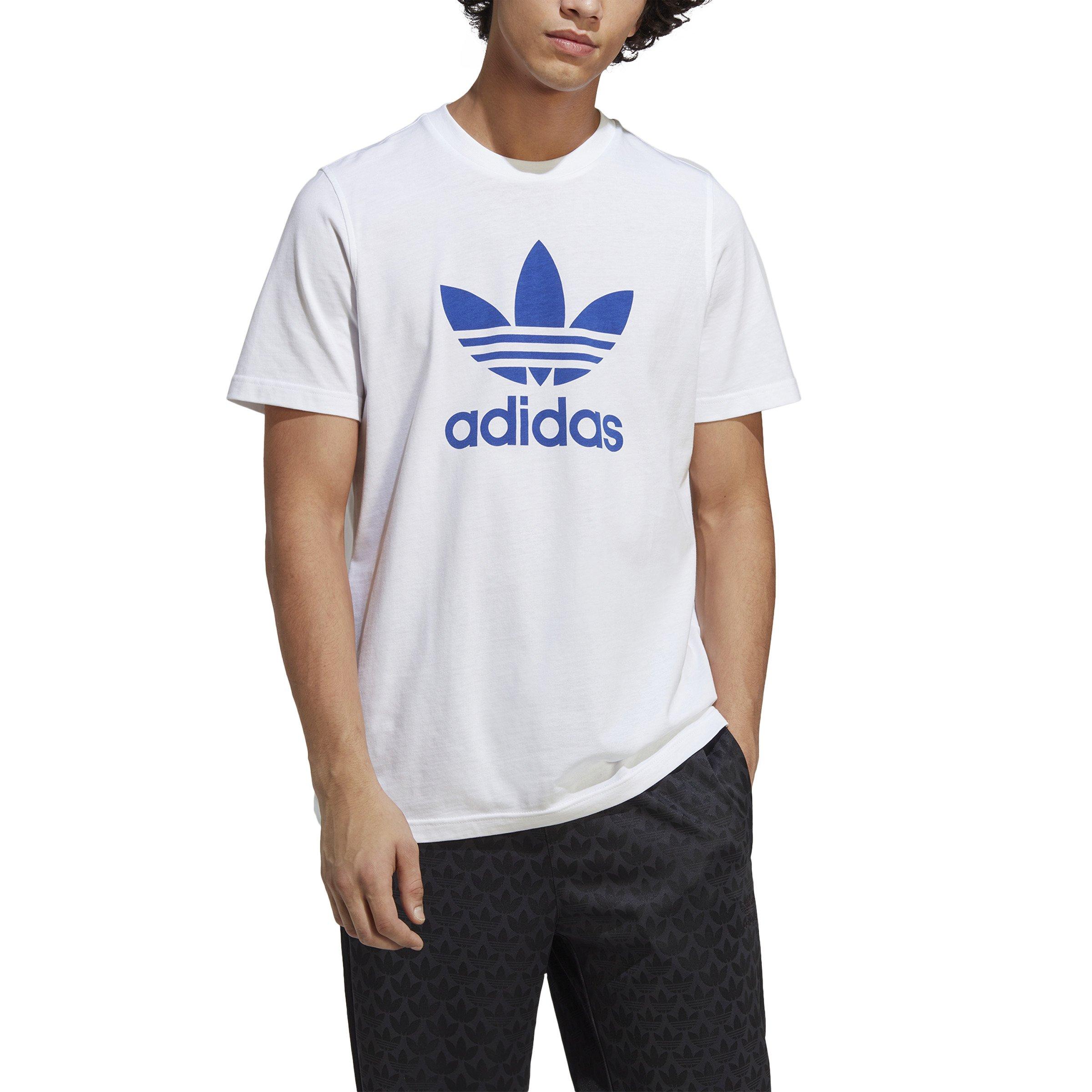 Ithaca fred medier adidas Men's Trefoil Tee-White/Blue - Hibbett | City Gear