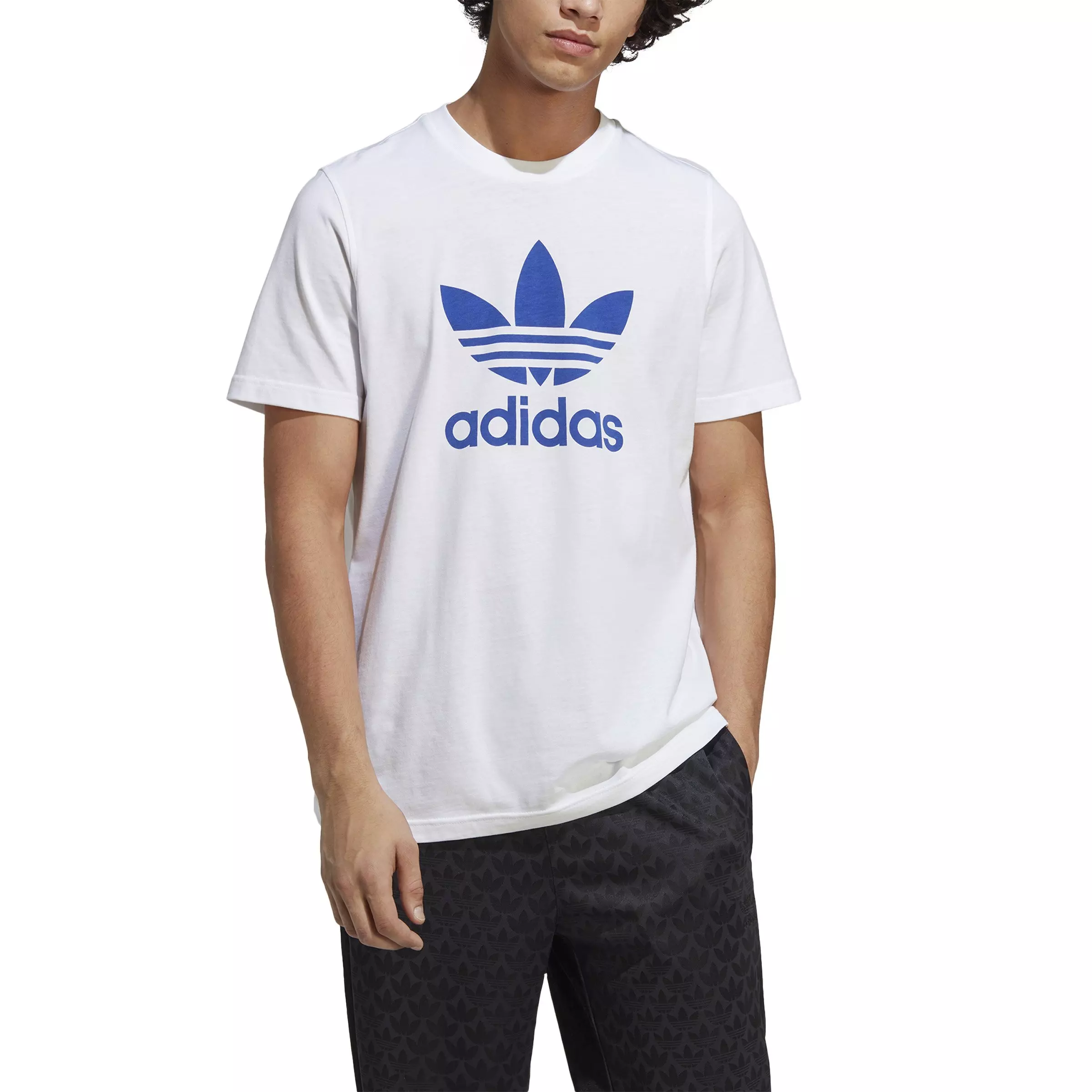 adidas Men's Trefoil Tee-White/Blue - WHITE/BLUE