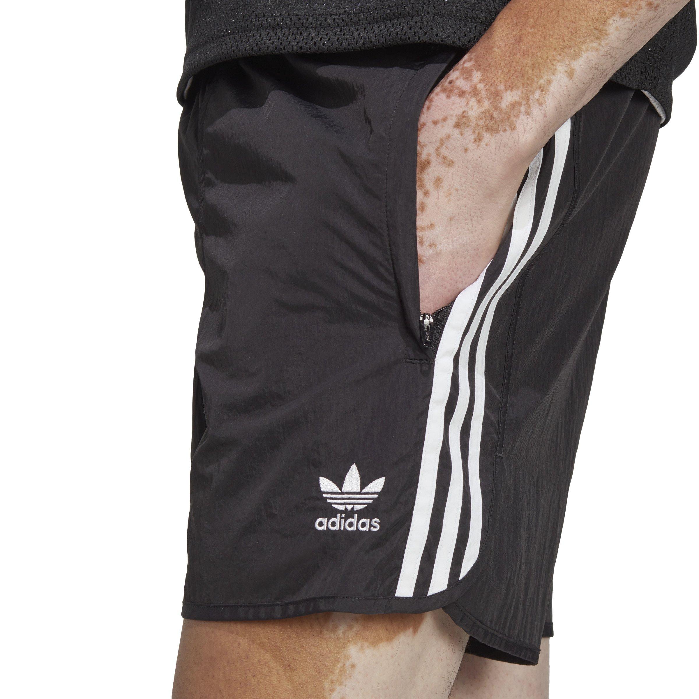 adidas Originals adicolor three stripe 5 inch sprinter shorts in black