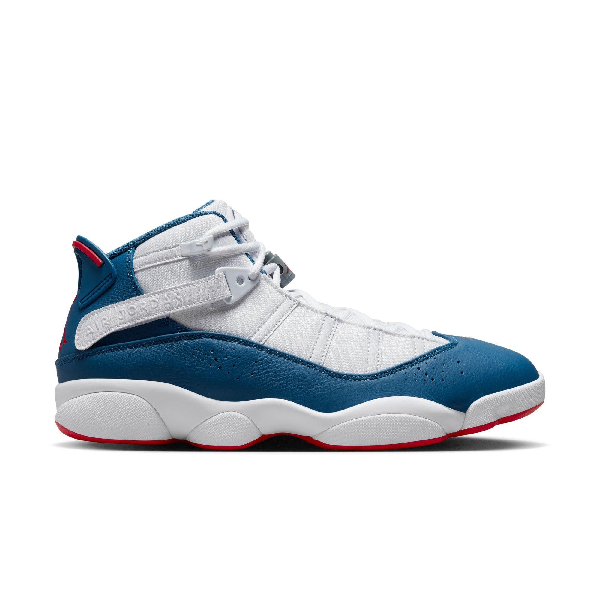 Red and white and cheap blue jordans