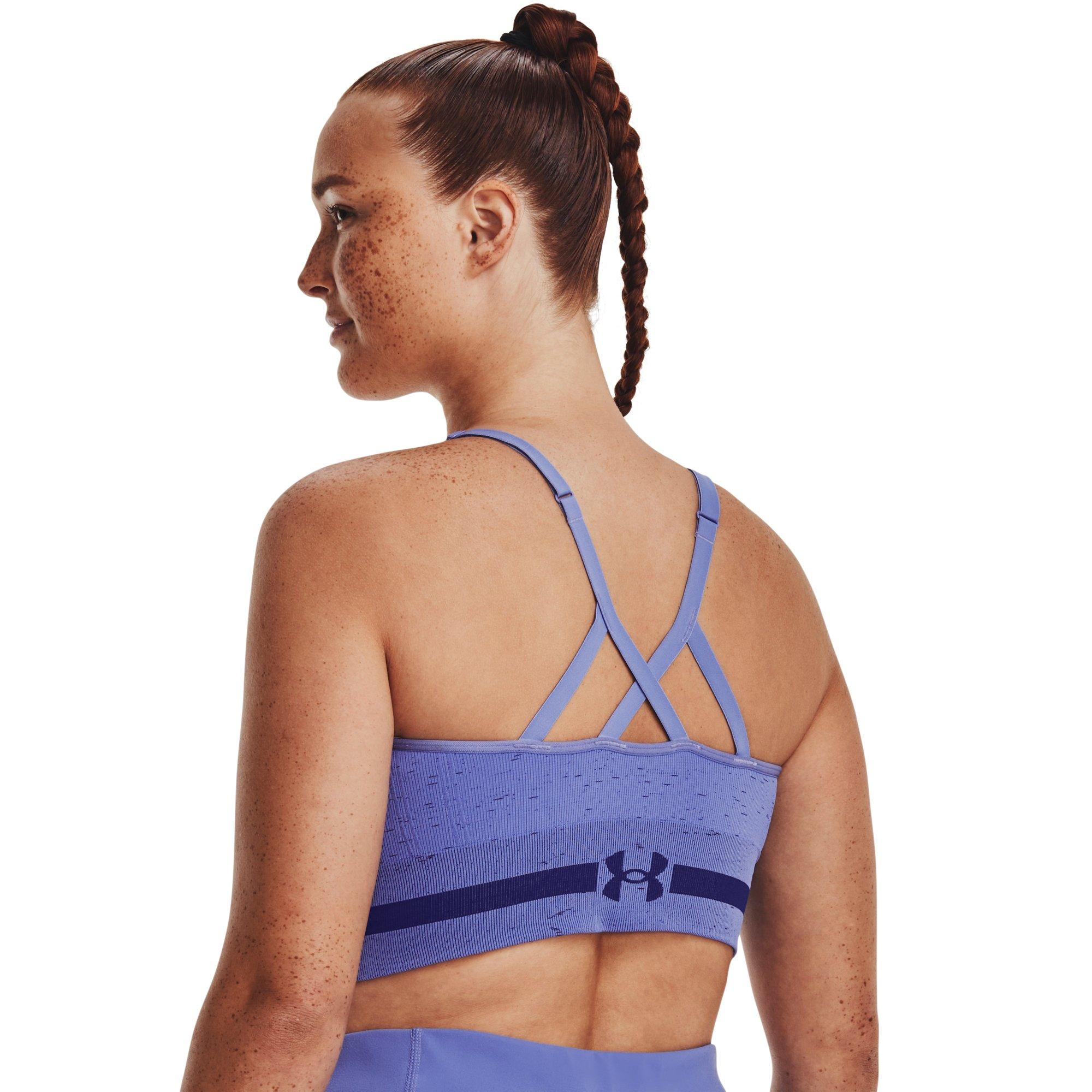Under Armour Women's Seamless Heather Sports Bra-Blue - BLUE Thumbnail View 6