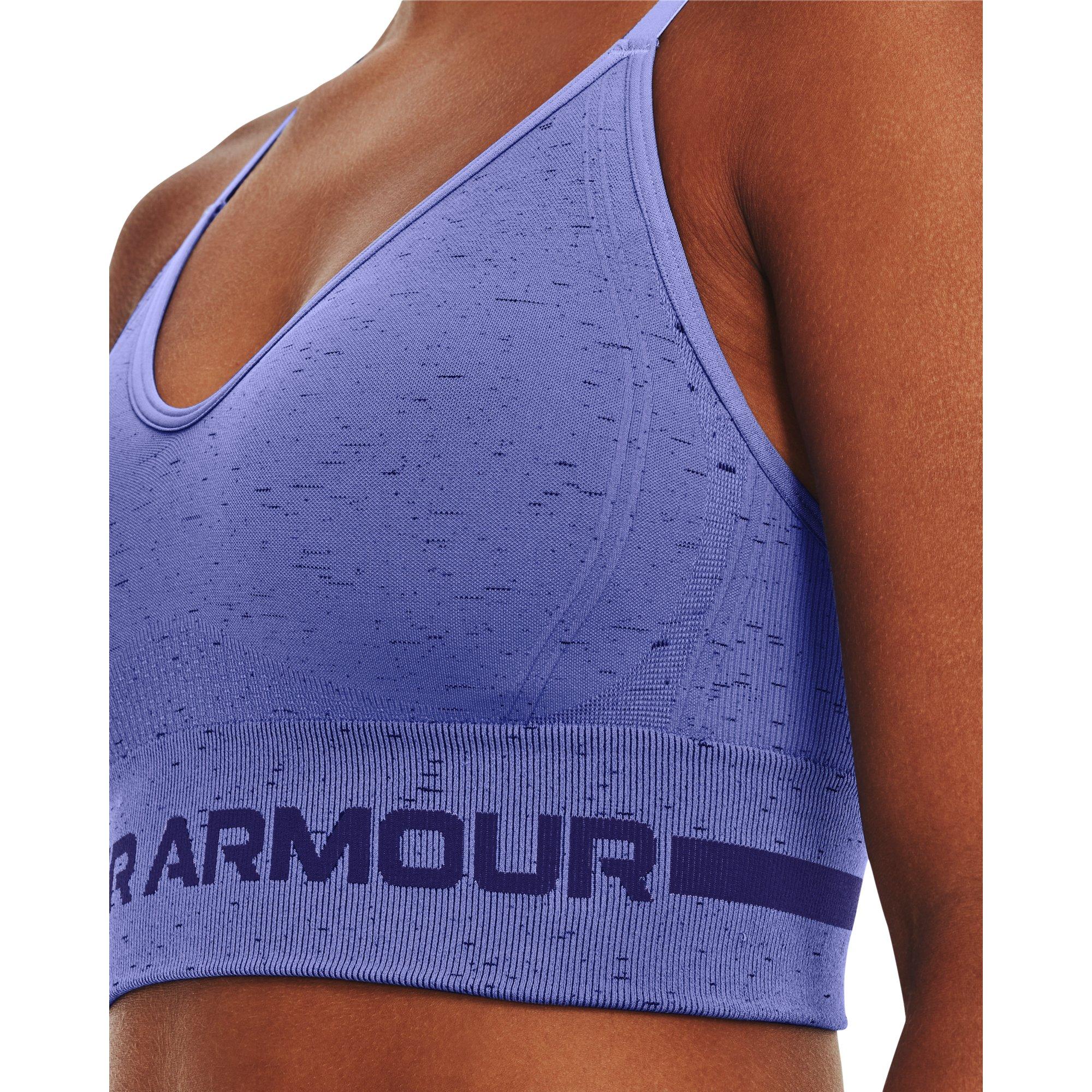 Under Armour Women's Seamless Heather Sports Bra-Blue - BLUE Thumbnail View 12