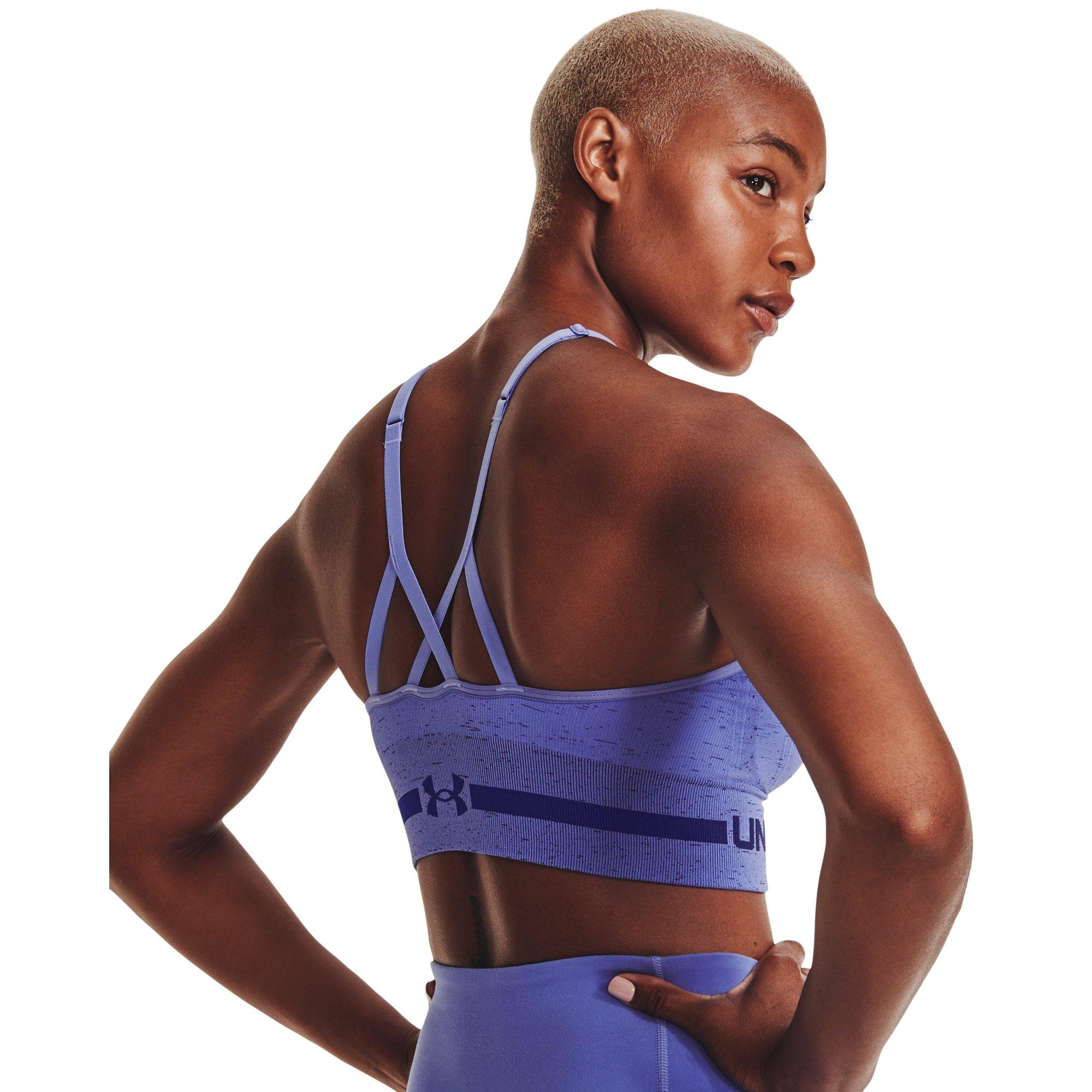 Under Armour Women's Seamless Heather Sports Bra-Blue - BLUE Thumbnail View 11