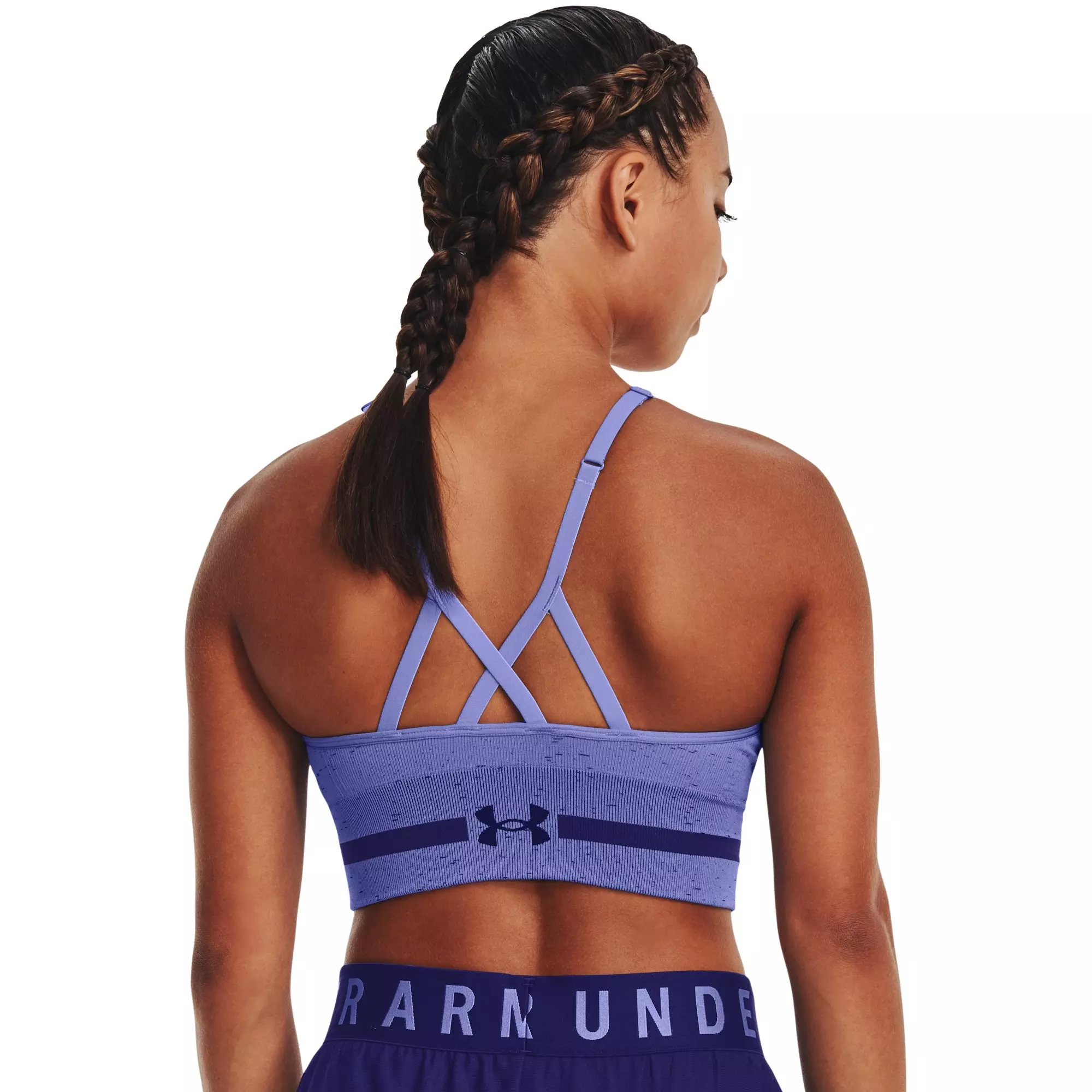 Under Armour Women's Seamless Heather Sports Bra-Blue - BLUE