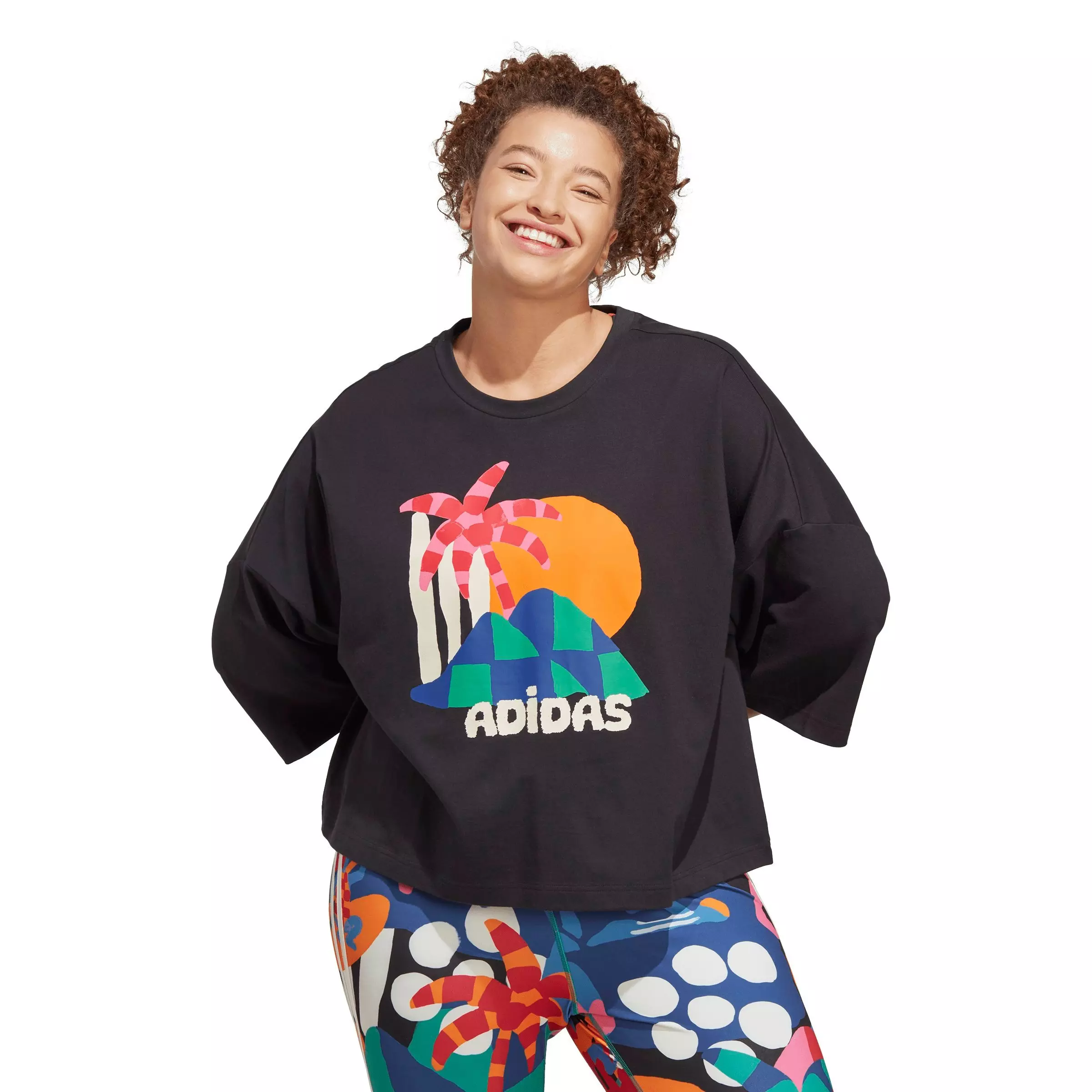adidas Women's x FARM Rio Crop Tee-Multi-Color - MULTI-COLOR