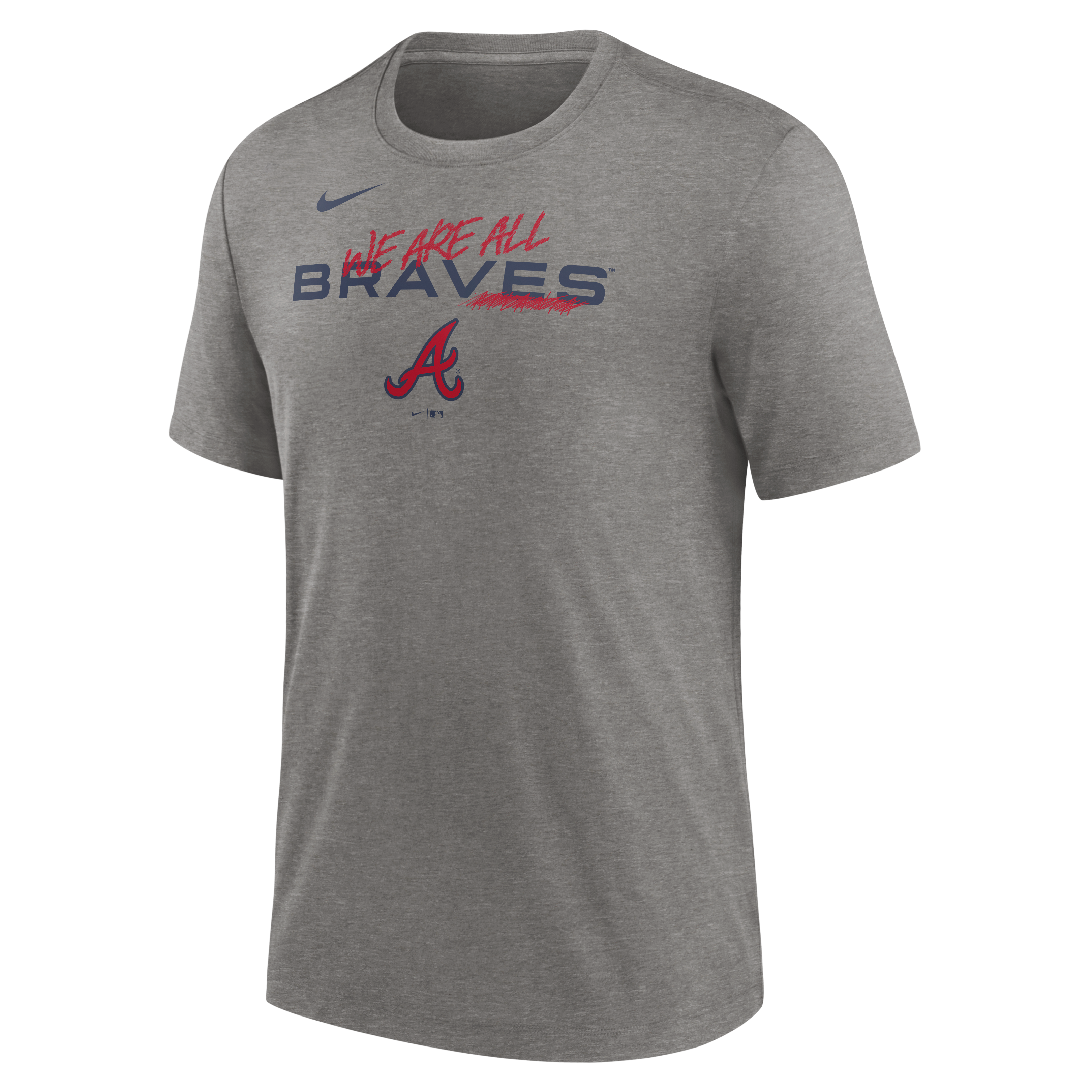 Nike Men's Atlanta Braves We Are Team Short Sleeve Top - HEATHER/GREY Thumbnail View 1