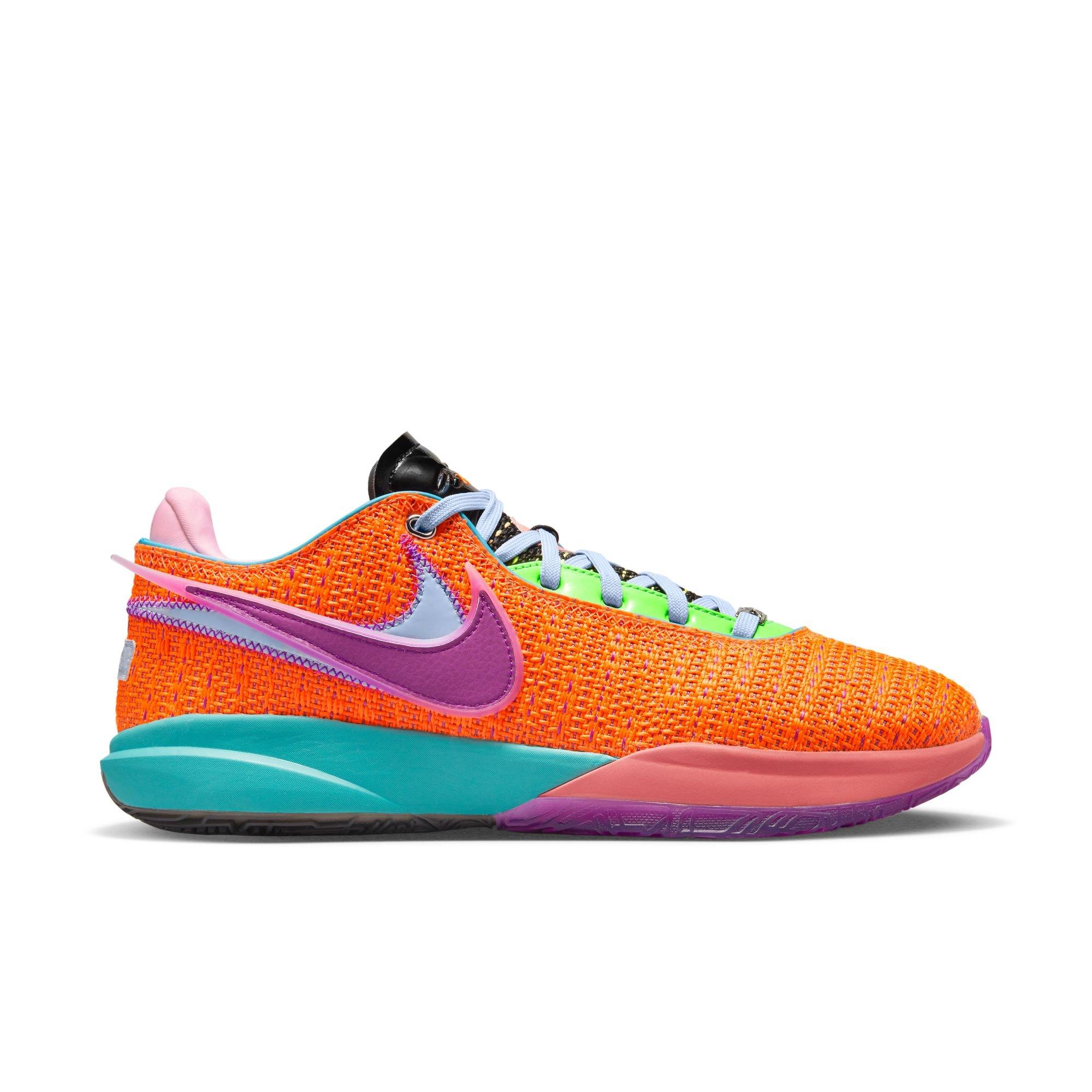 Nike LeBron XX Total Orange/Vivid Purple/Green Strike Men's Basketball  Shoe - Hibbett | City Gear