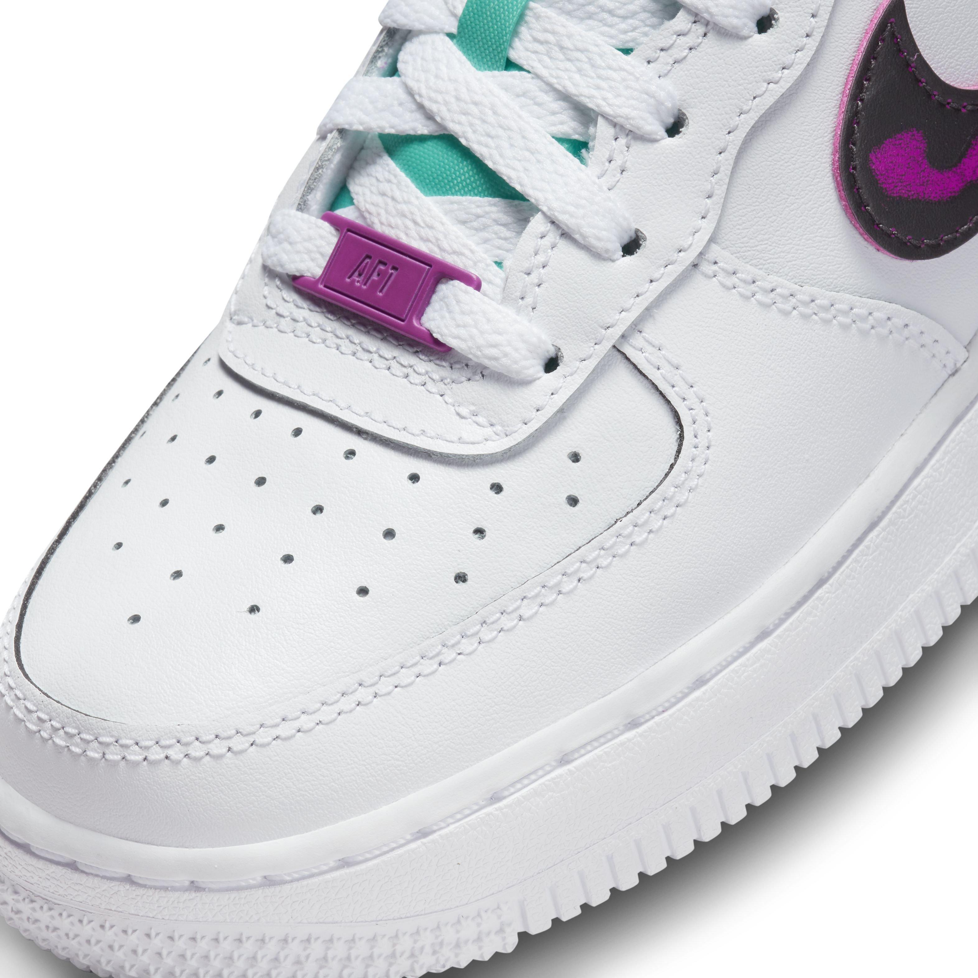 Nike Big Kids Air Force 1 Lv8 (white / black-vivid purple-light menta)