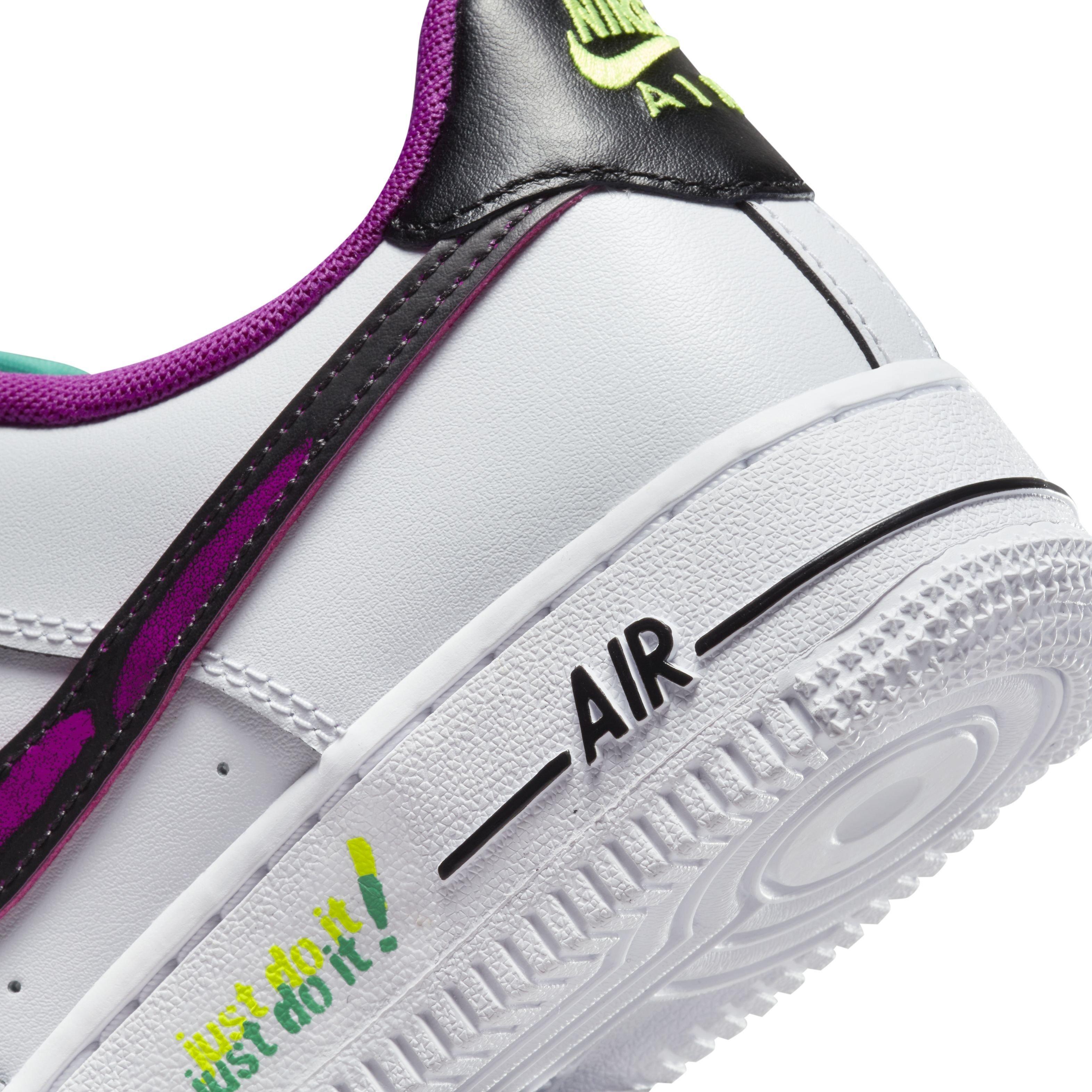 Nike Kid's Force 1 LV8 Shoes - White / Vivid Purple / Light Menta