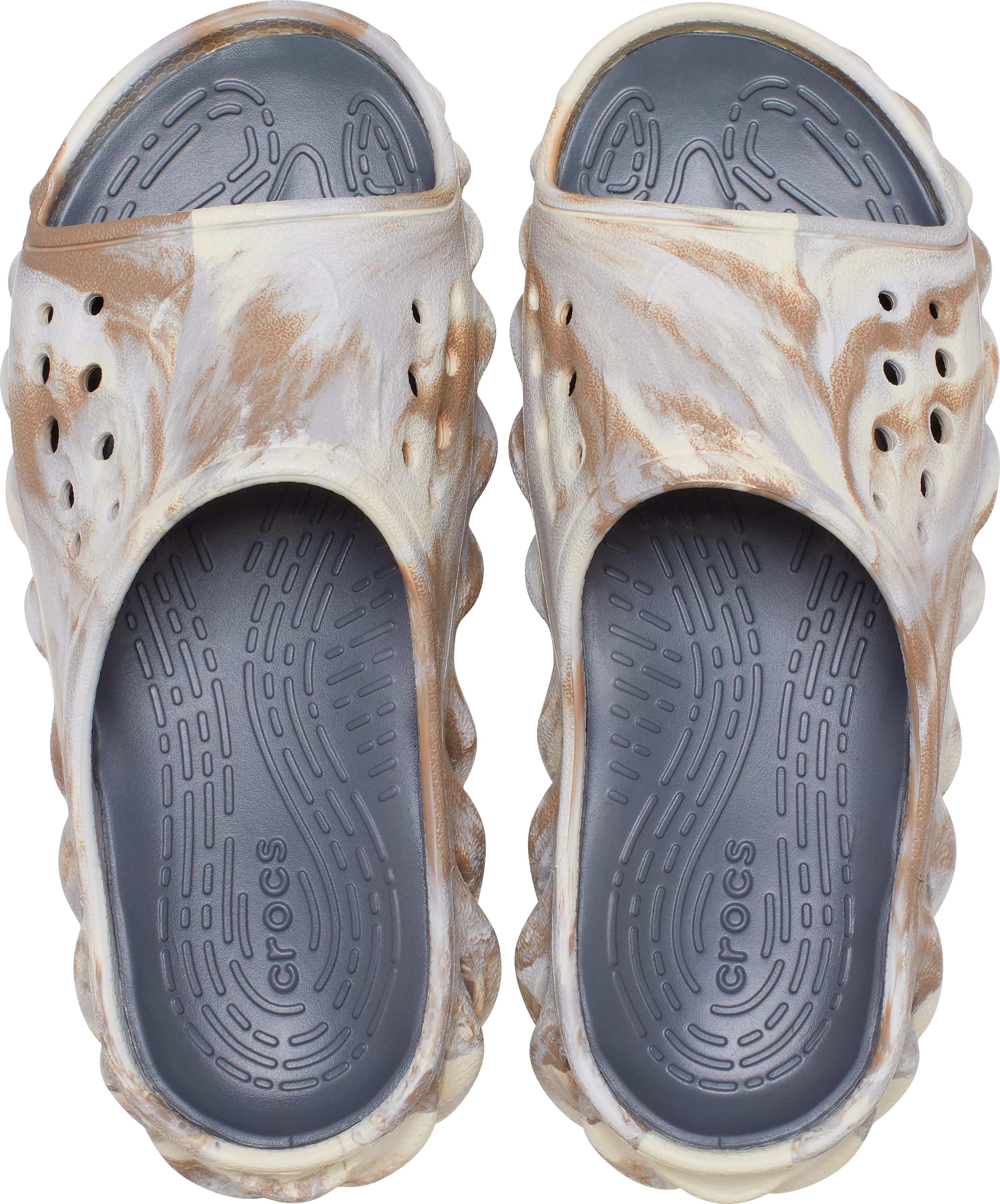 Crocs Echo Marbled "Bone/Multi" Preschool Kids' Slide - BONE