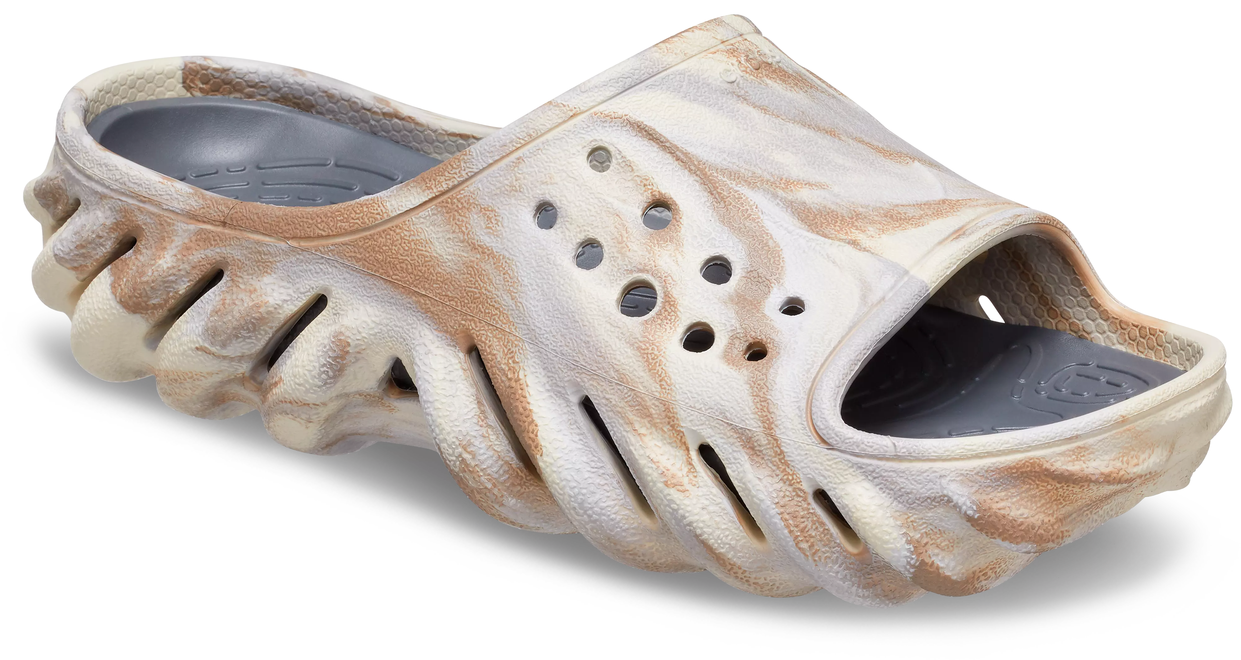 Crocs Echo Marbled "Bone/Multi" Preschool Kids' Slide - BONE