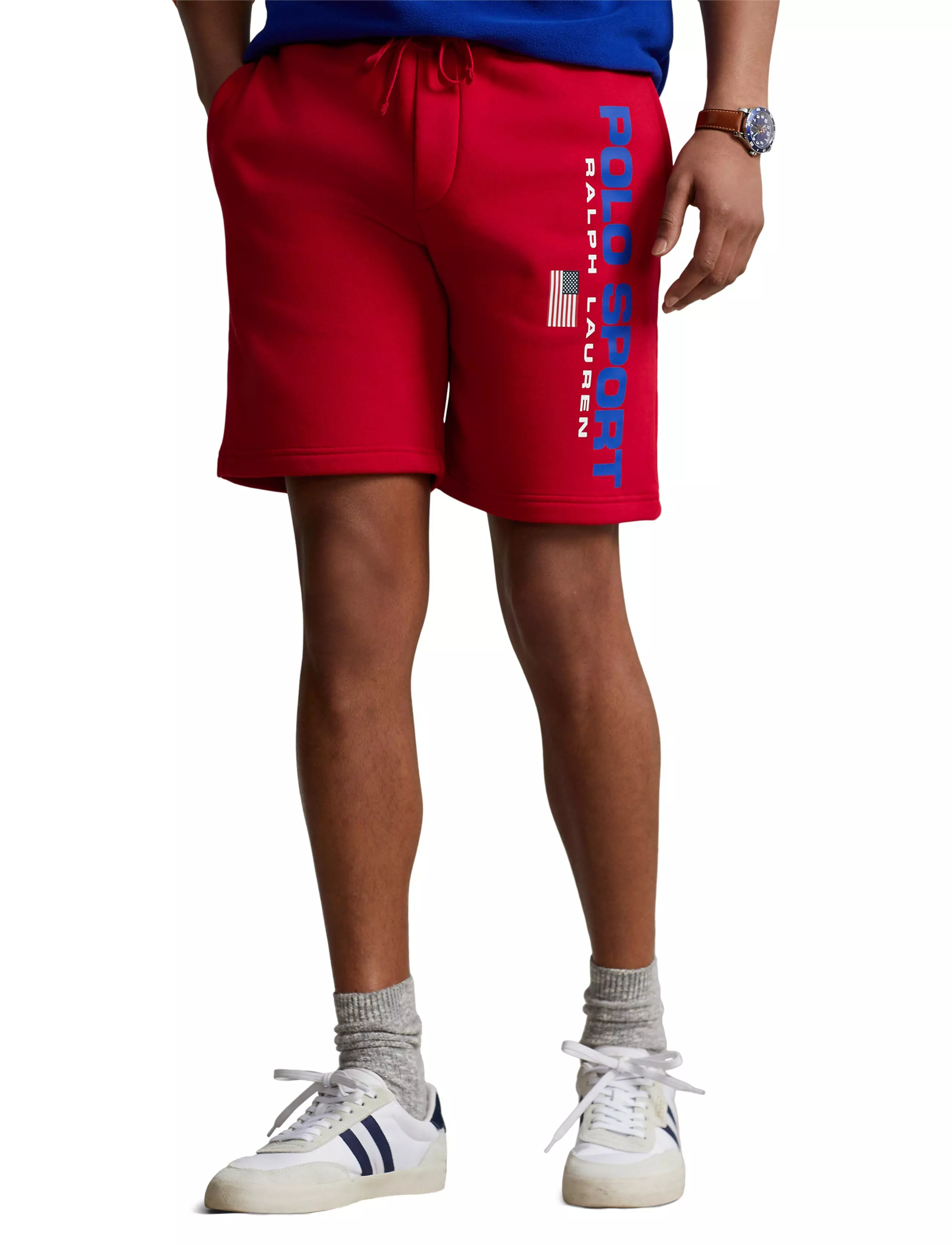 Polo Men's Sport Logo Fleece Shorts-Red - RED
