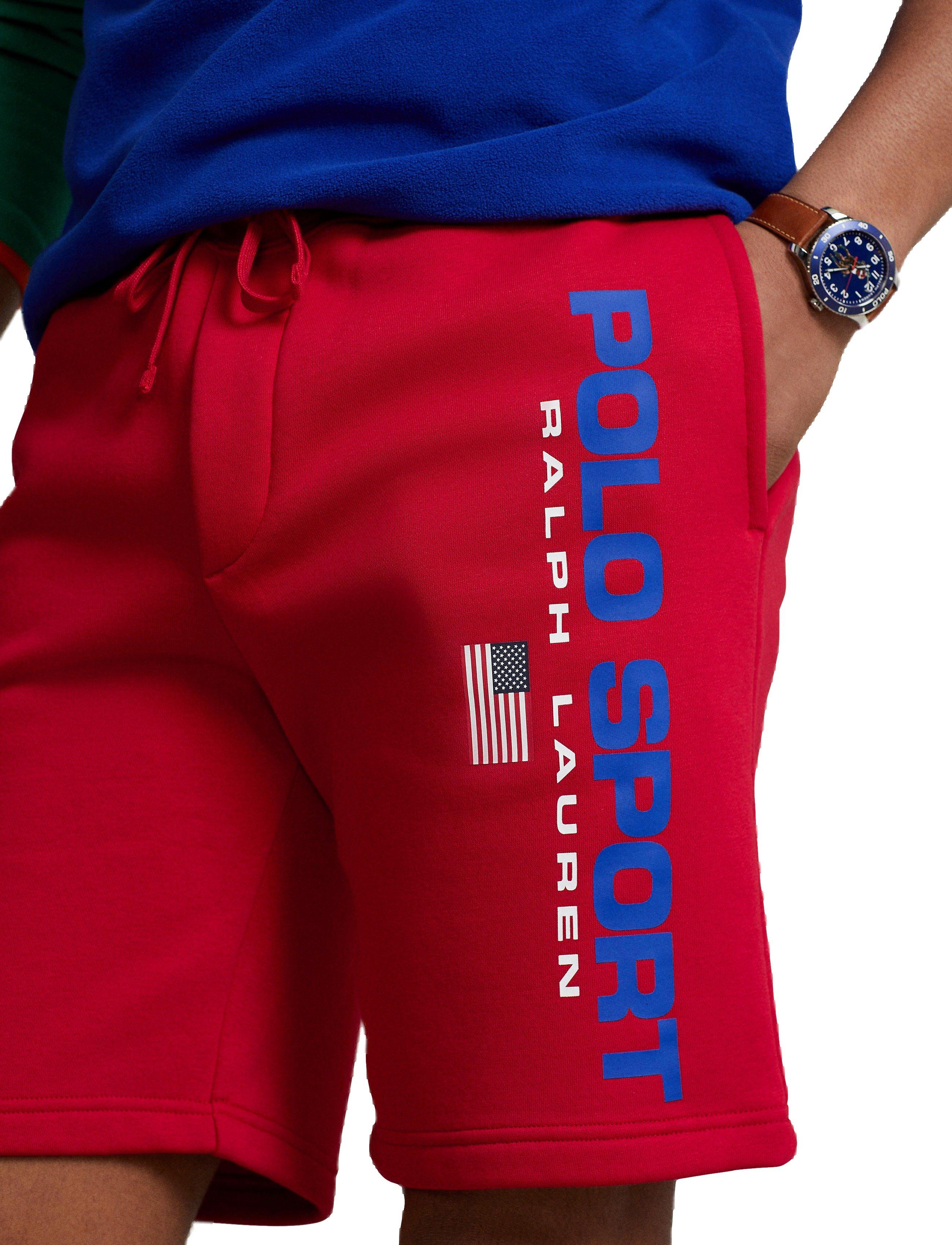 Polo Men's Sport Logo Fleece Shorts-Red - RED Thumbnail View 3