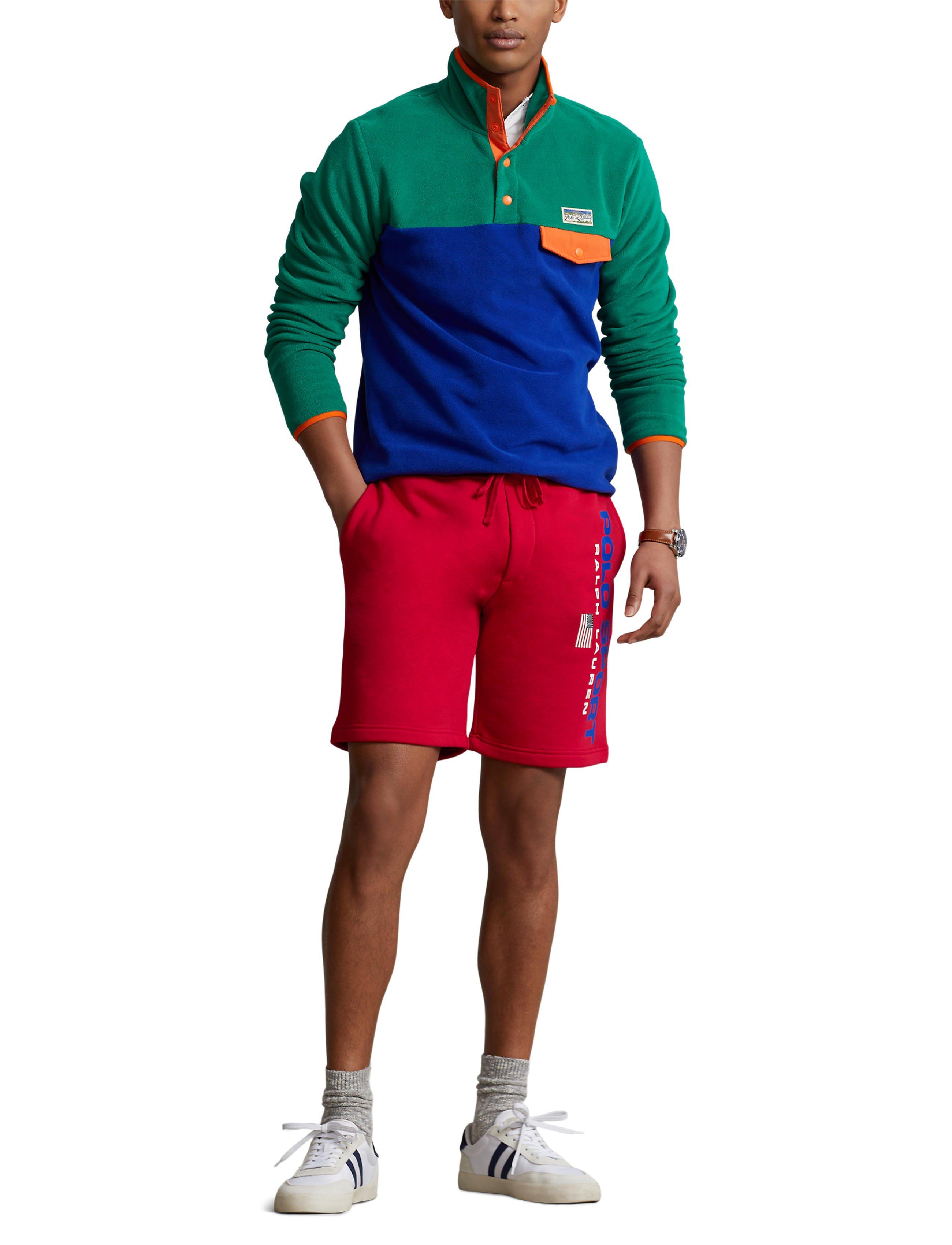 Polo Men's Sport Logo Fleece Shorts-Red - RED Thumbnail View 4