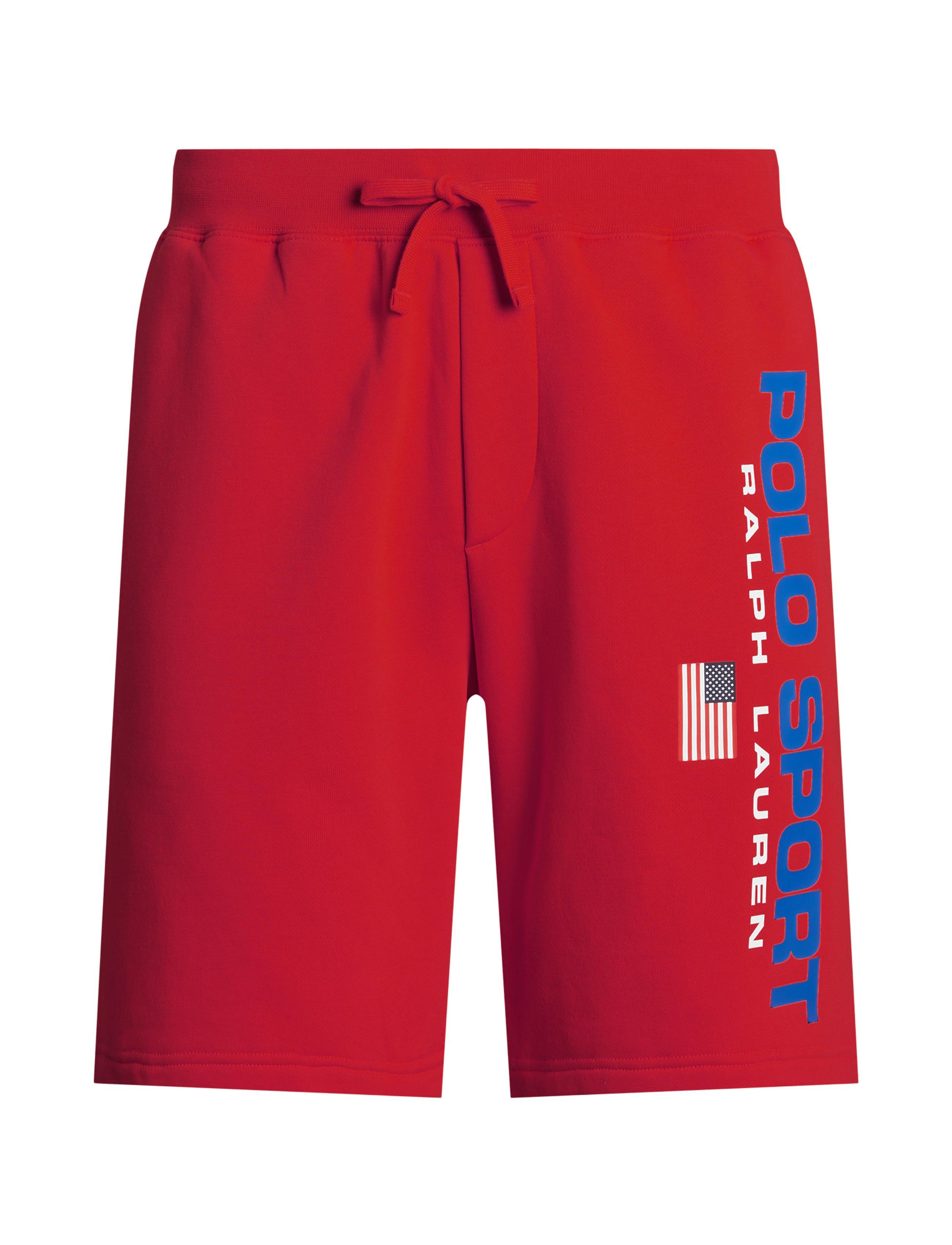 Polo Men's Sport Logo Fleece Shorts-Red - RED Thumbnail View 5