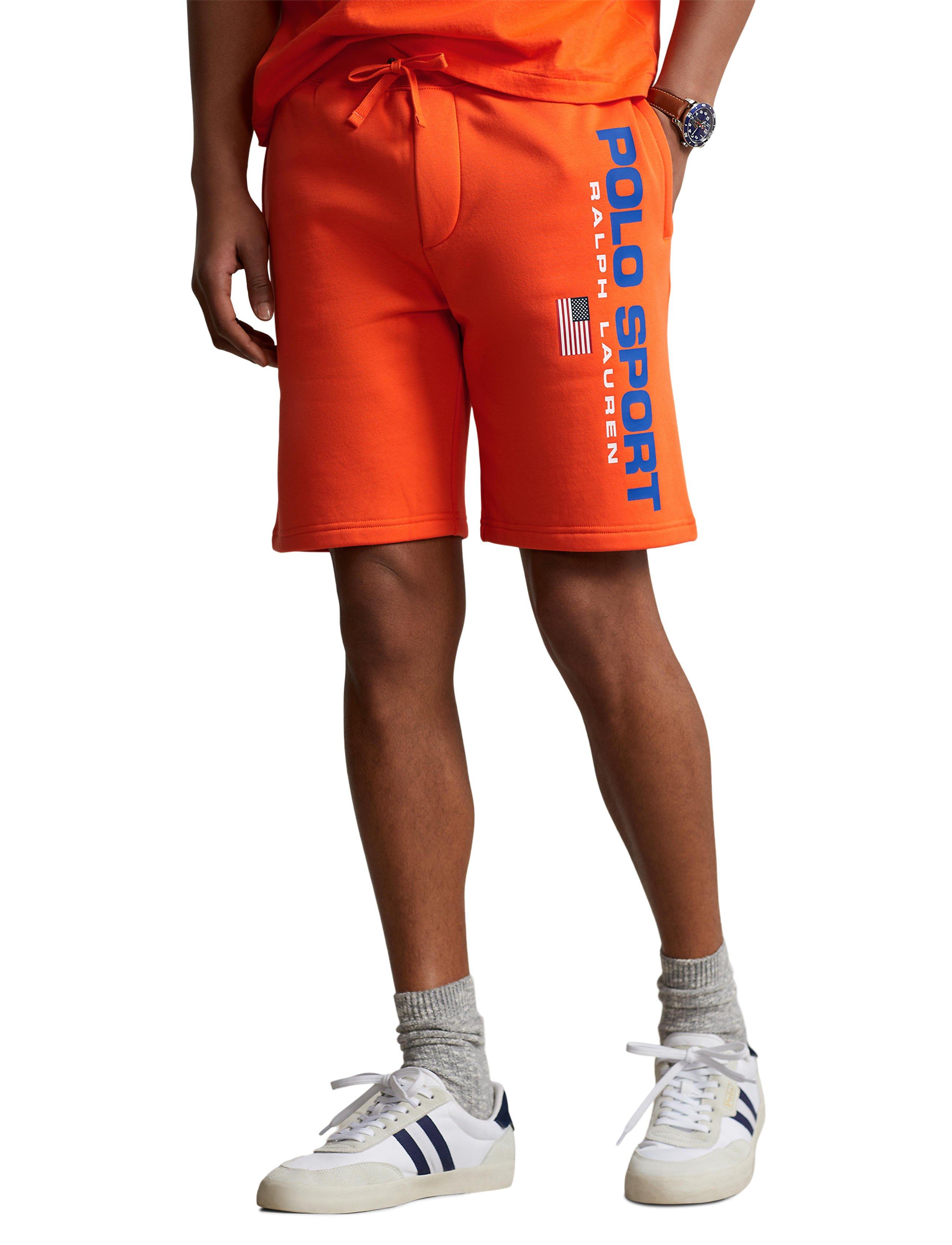 Polo Men's Sport Logo Fleece Shorts-Orange - ORANGE Thumbnail View 1
