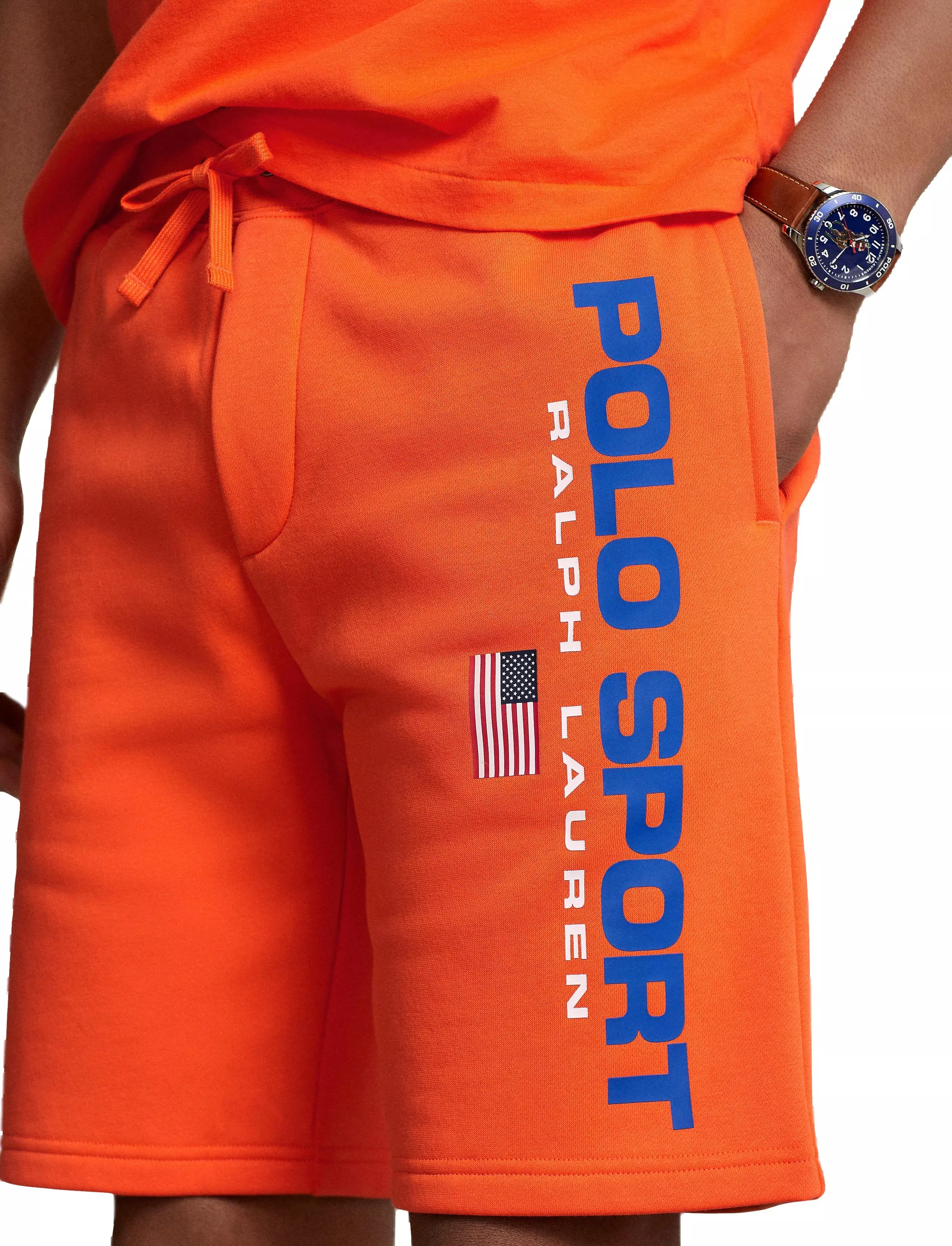 Polo Men's Sport Logo Fleece Shorts-Orange - ORANGE