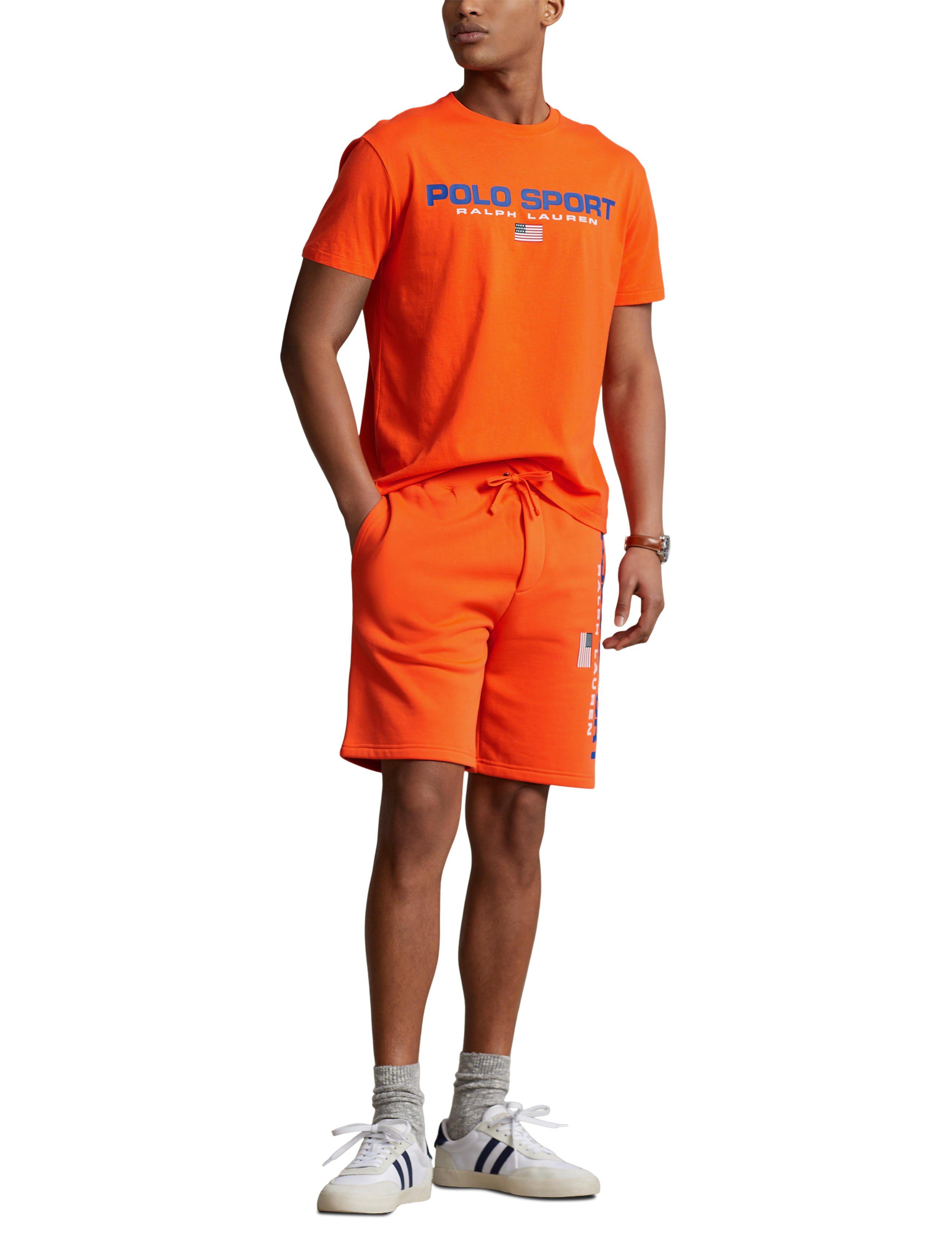 Polo Men's Sport Logo Fleece Shorts-Orange - ORANGE Thumbnail View 4
