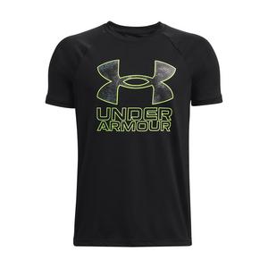 Under Armour Big Boys' Tech Graphic Tee-Black/Lime