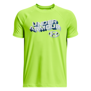 Under Armour Big Boys' Tech Wordmark Tee-Lime
