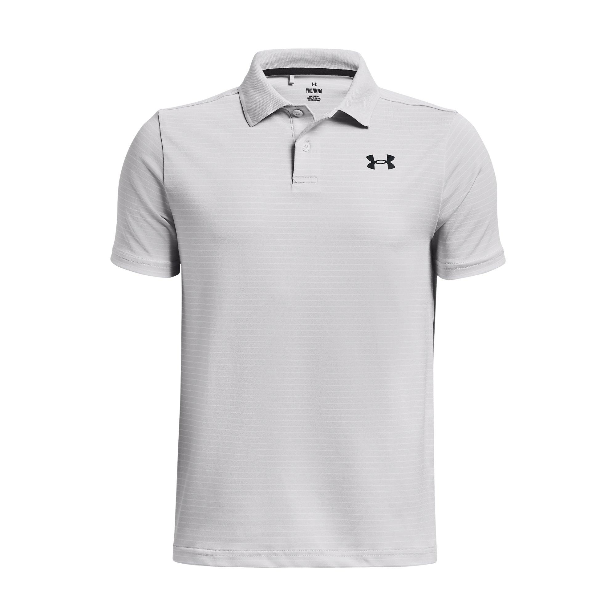 Under Armour Big Boys' Performance Stripe Golf Polo-Grey/Black/White - GREY/BLACK/WHITE Thumbnail View 1