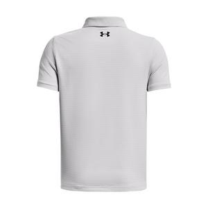 Under Armour Big Boys' Performance Stripe Golf Polo-Grey/Black/White