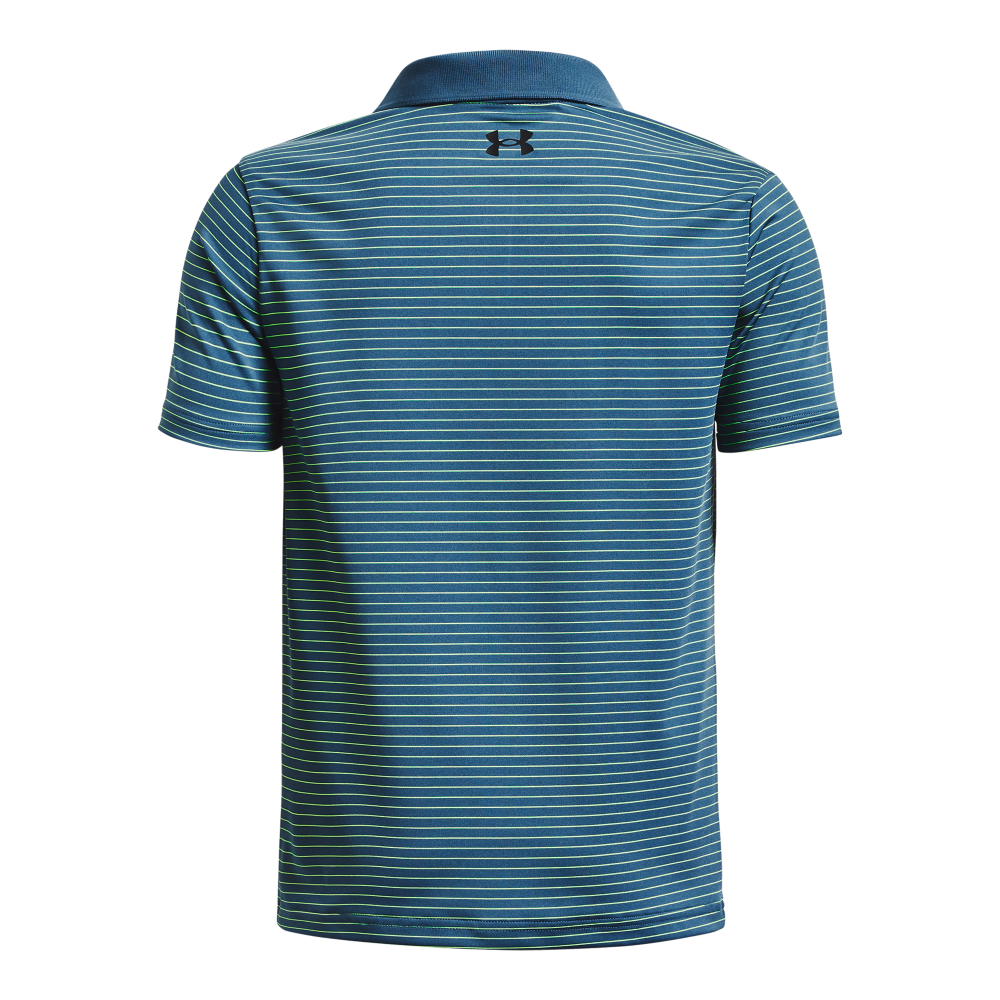 Under Armour Big Boys' Performance Stripe Golf Polo-Blue/Black/Green - BLUE/BLACK/GREEN Thumbnail View 2