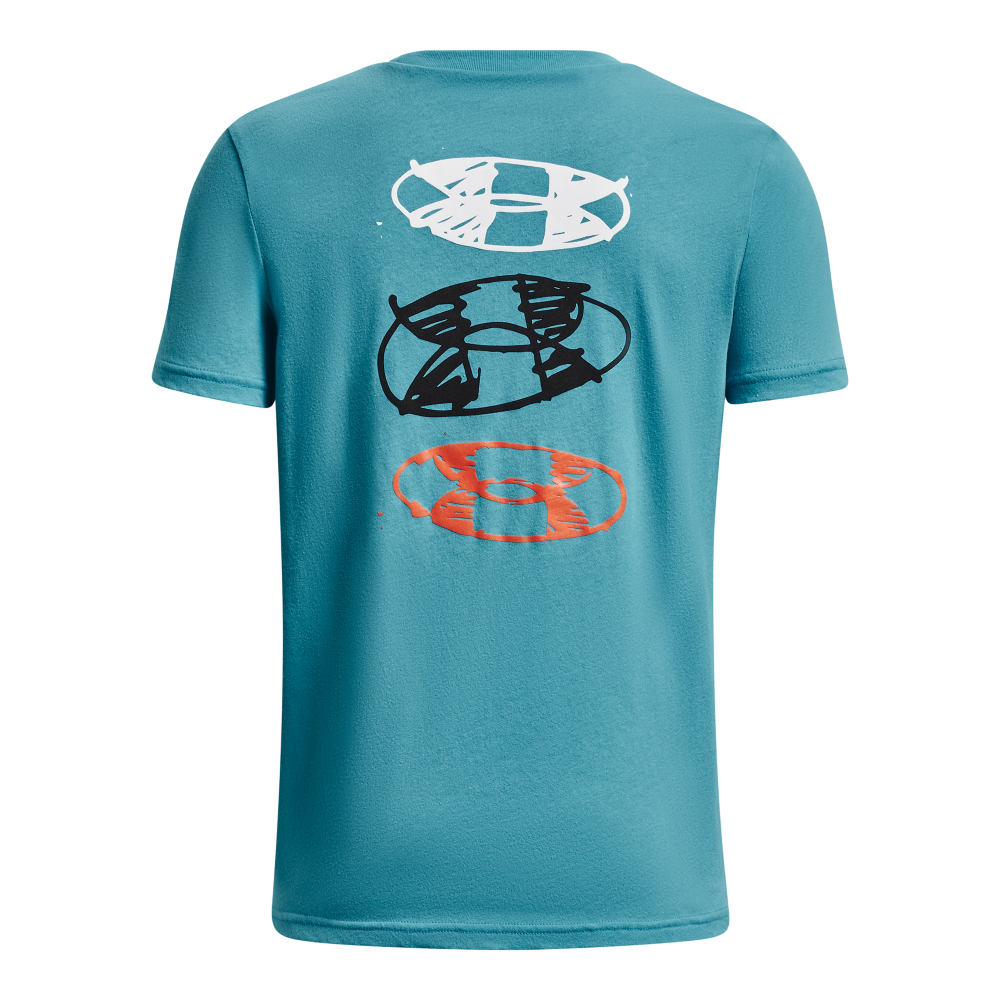 Under Armour Doodle Logo Stack Big Boys' Blue Tee